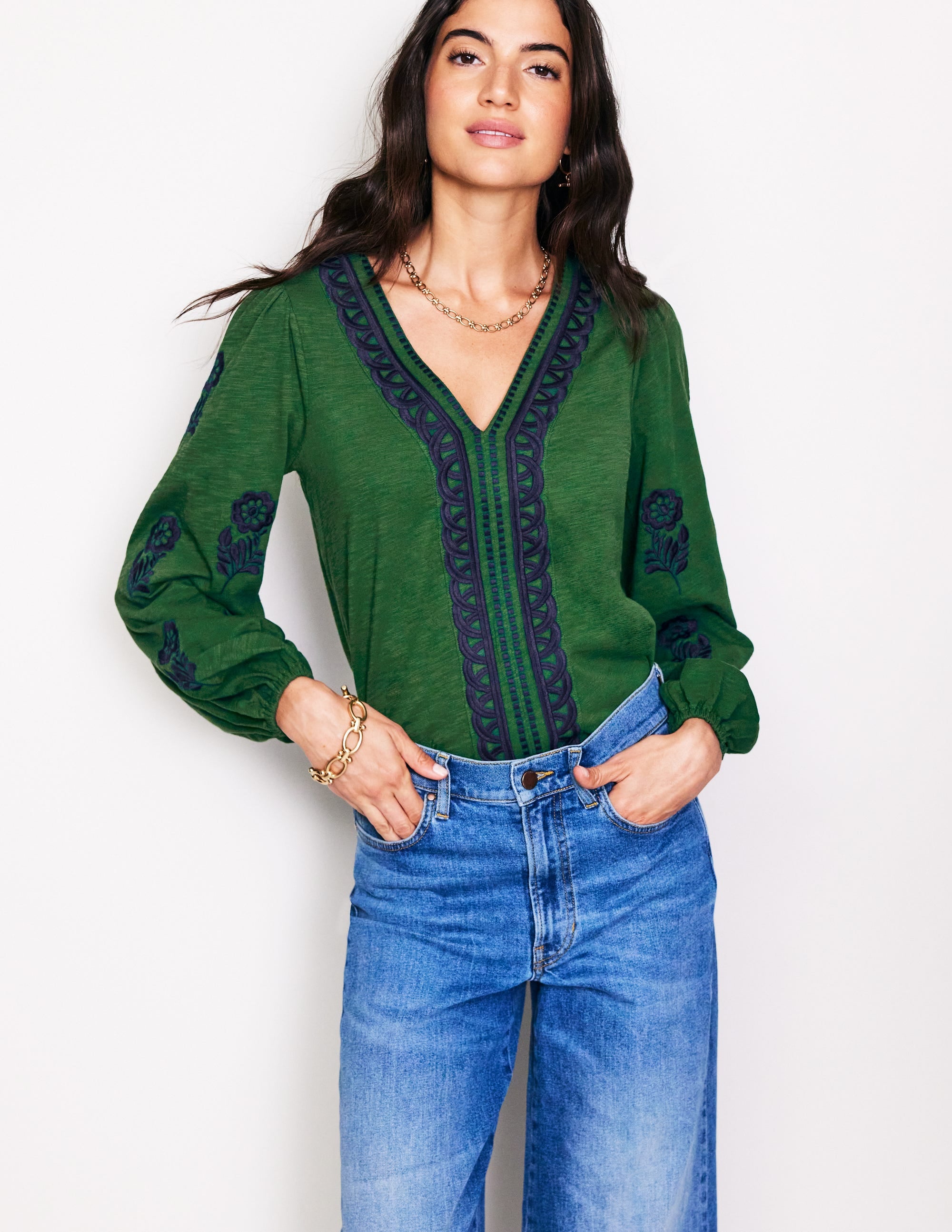  Embroidered V-Neck Top-Eden、mySite、ashleygrahame