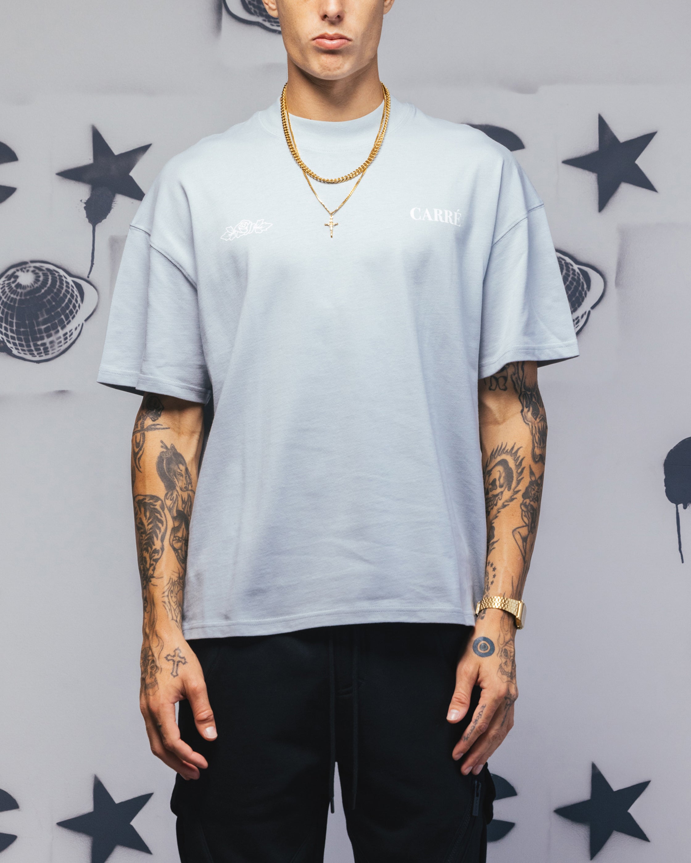 Carre Bloom T-Shirt Dirty Blue、mySite、zt4zffjzw