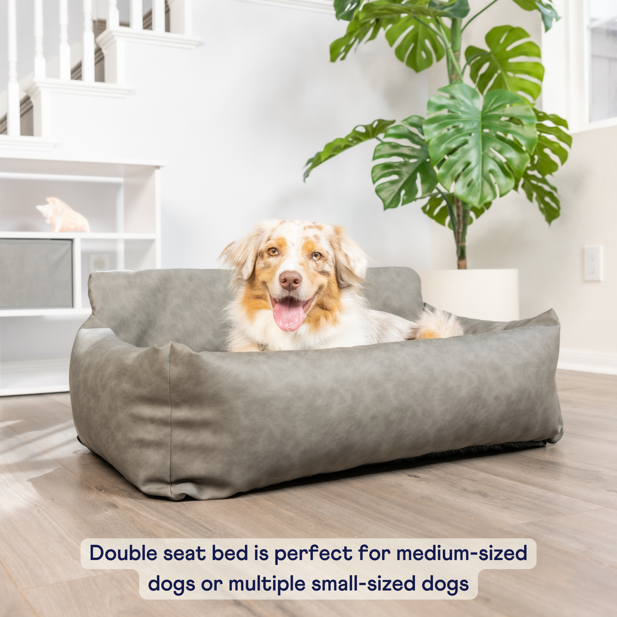 PupProtector™ Faux Leather Memory Foam Dog Car Bed - Slate Gray、mySite、solidvoid