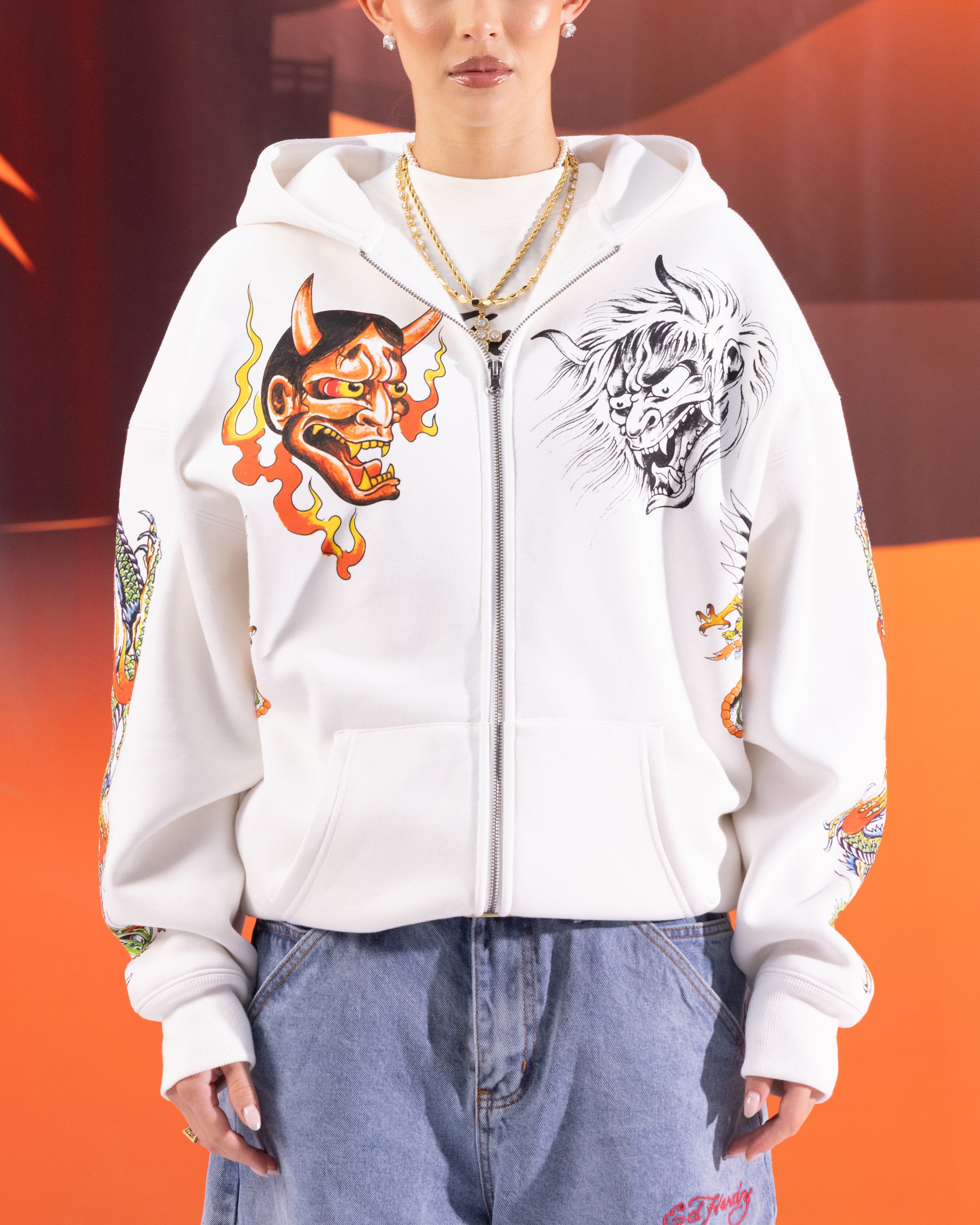 Ed Hardy Floral Zip Hoodie Off White、mySite、zt4zffjzw