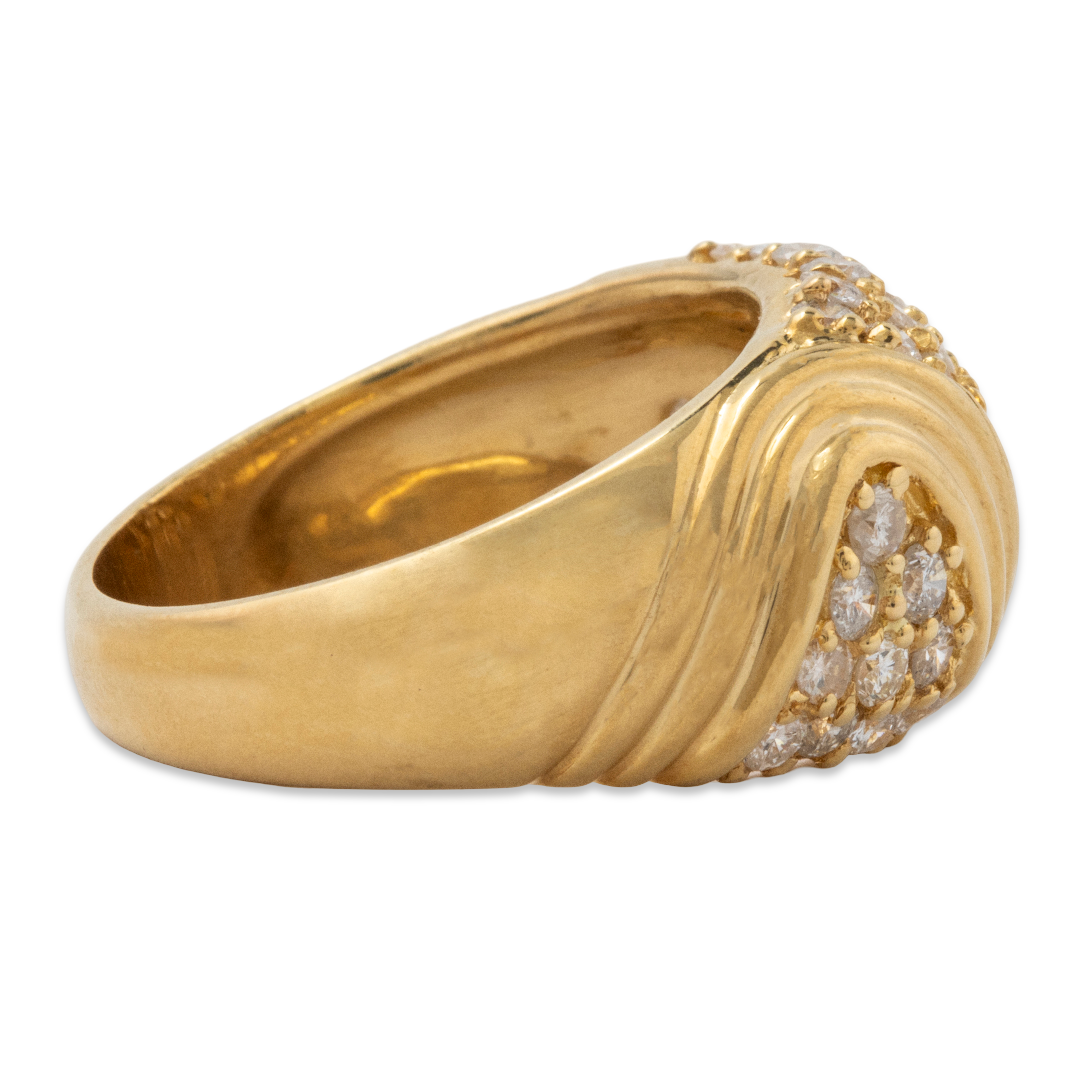 Vintage Heavy 18k Yellow Gold 1.03cttw Diamond Sinuous Ring 6.5、mySite、hinf8tx79