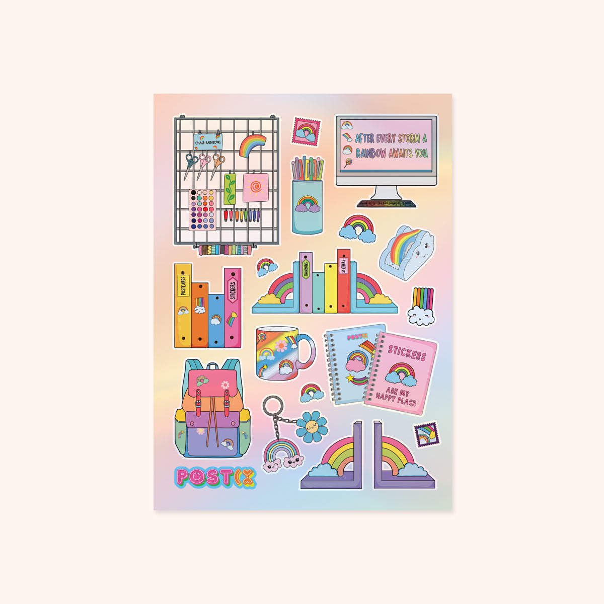  Colour My Desk A6 Hologram Sticker Sheet、mySite、ghnorth