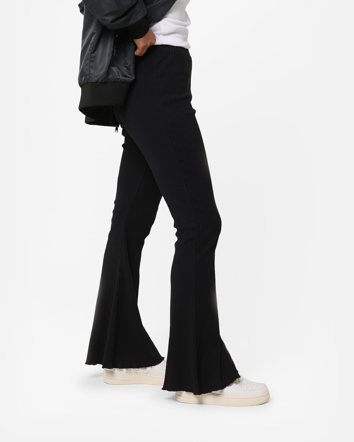 Nike Women's Sportswear Ribbed Jersey Pants Black/White、mySite、zt4zffjzw