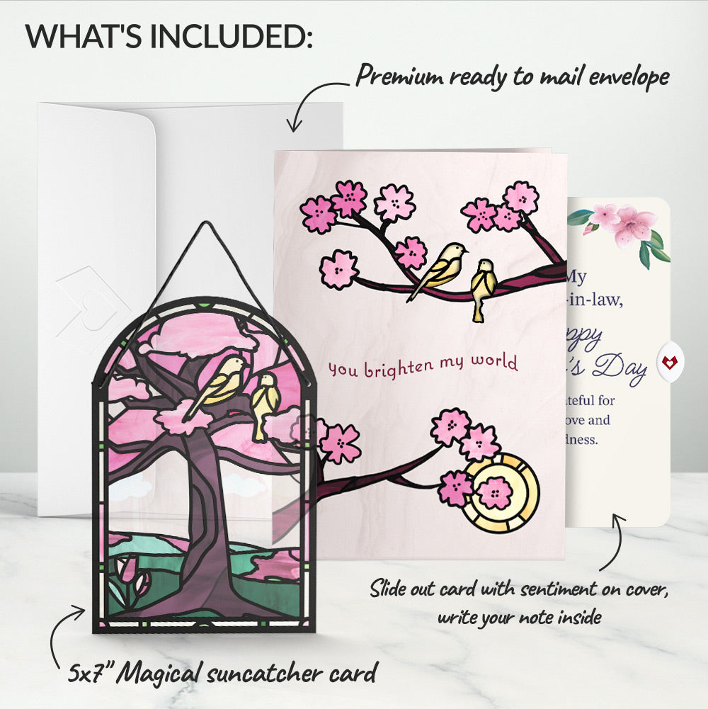 You Brighten My World Birds Mother's Day Suncatcher Card and Sentiment Set for Mother-in-law、mySite、solidvoid