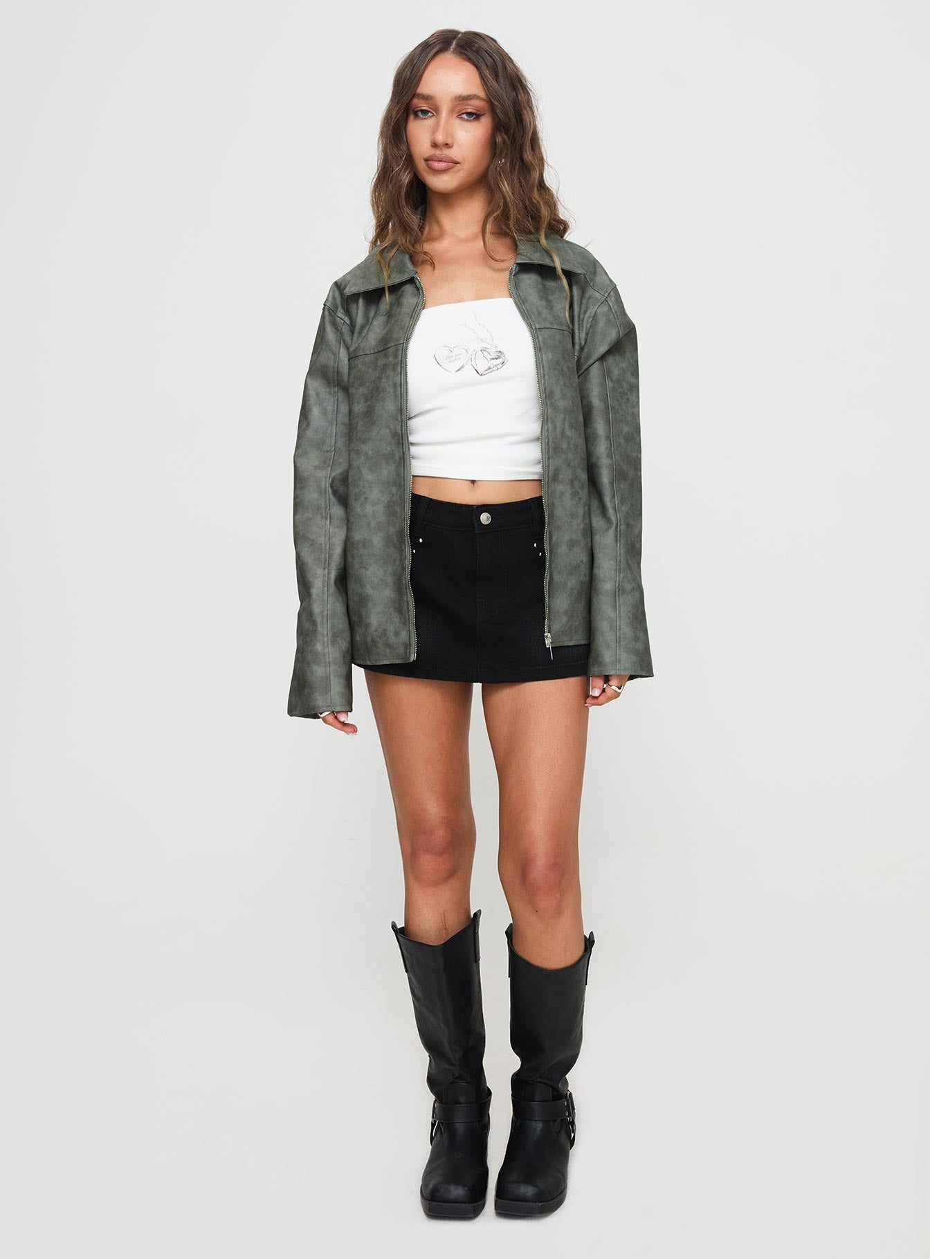 Kings Court Faux Leather Jacket Green、mySite、solidvoid