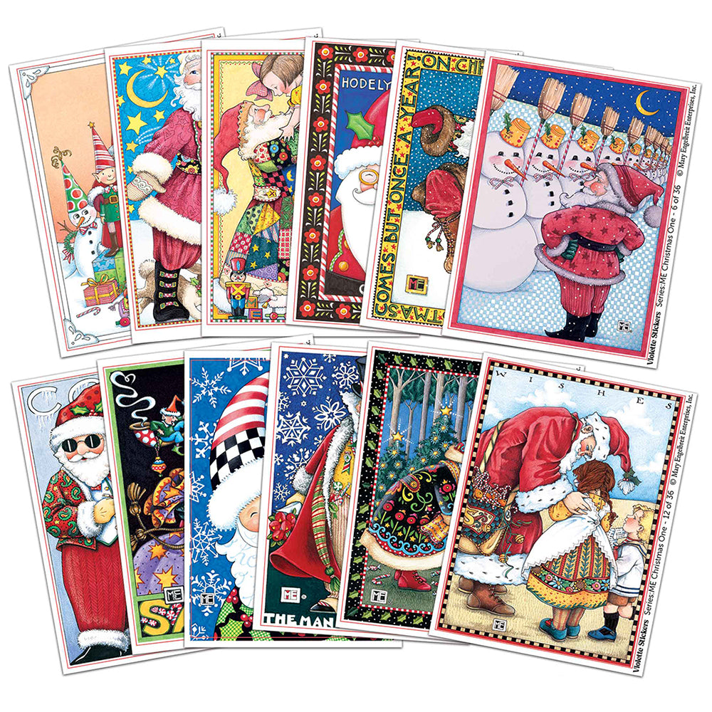  Mary Engelbreit's Christmas Santa Vinyl Sticker Decals Tin、mySite、ghnorth