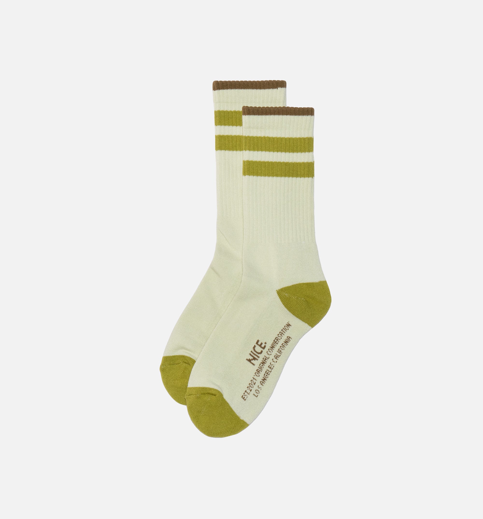 Nice Kicks Striped Sock Mens Socks - White/Green、mySite、dreamappss