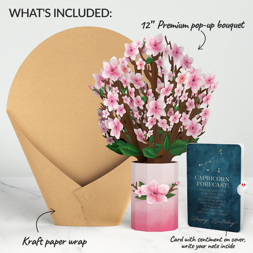 Cherry Blossom Birthday Bouquet and Capricorn Zodiac Sentiment Set、mySite、solidvoid