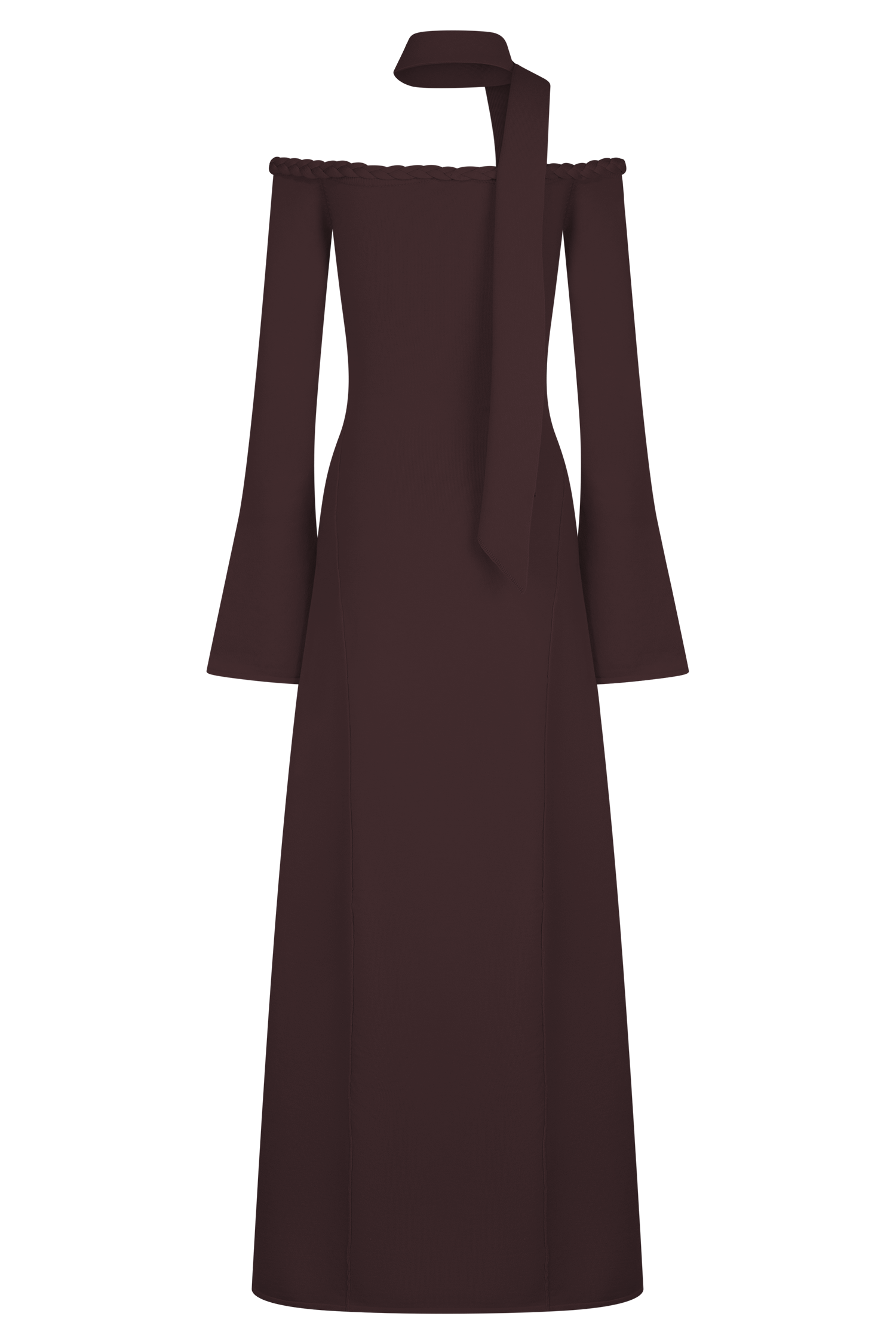 Heidi Strapless Knit Scarf Maxi Dress - Dark Chocolate、mySite、solidvoid