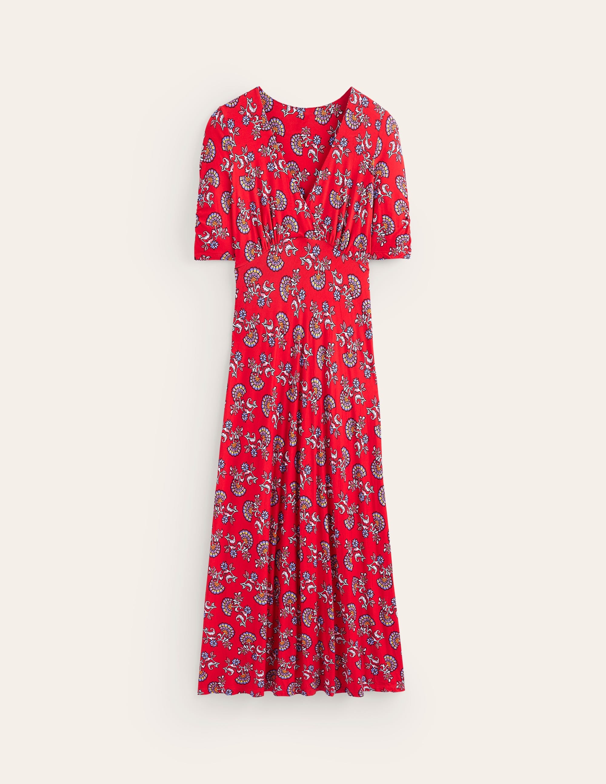  Rebecca Jersey Midi Tea Dress-Flame Scarlet, Botanical Bunch、mySite、ashleygrahame