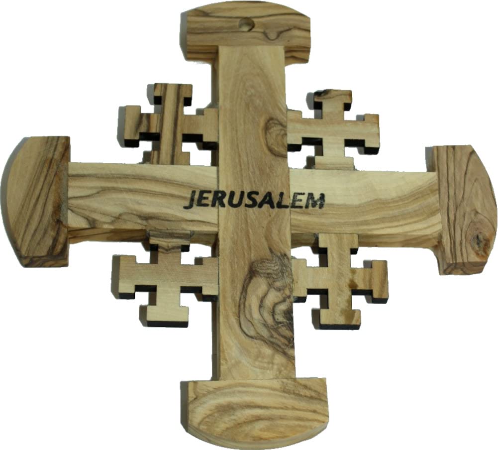  Holy Land Market Crusader Catholic Olive Wood Bethlehem Holy Jerusalem Cross ( 6.5 Inches Large )、mySite、elrpsem3k