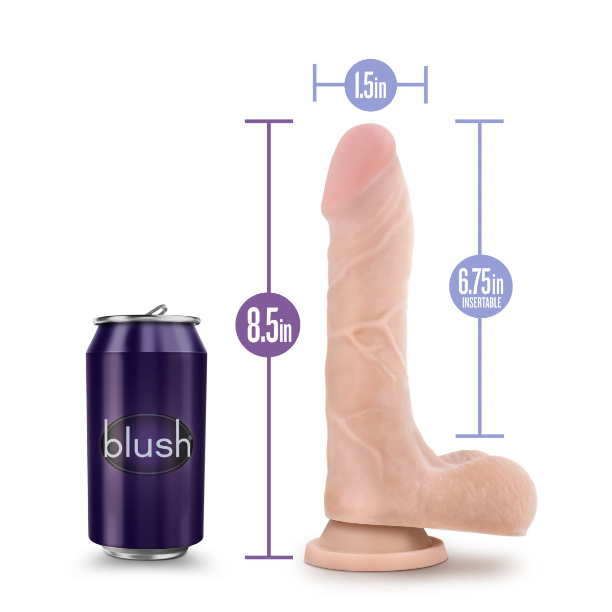 Au Naturel By Blush® | Mister Perfect Realistic Beige 8.5-Inch Long Dildo With Balls & Suction Cup Base、mySite、bottomscart
