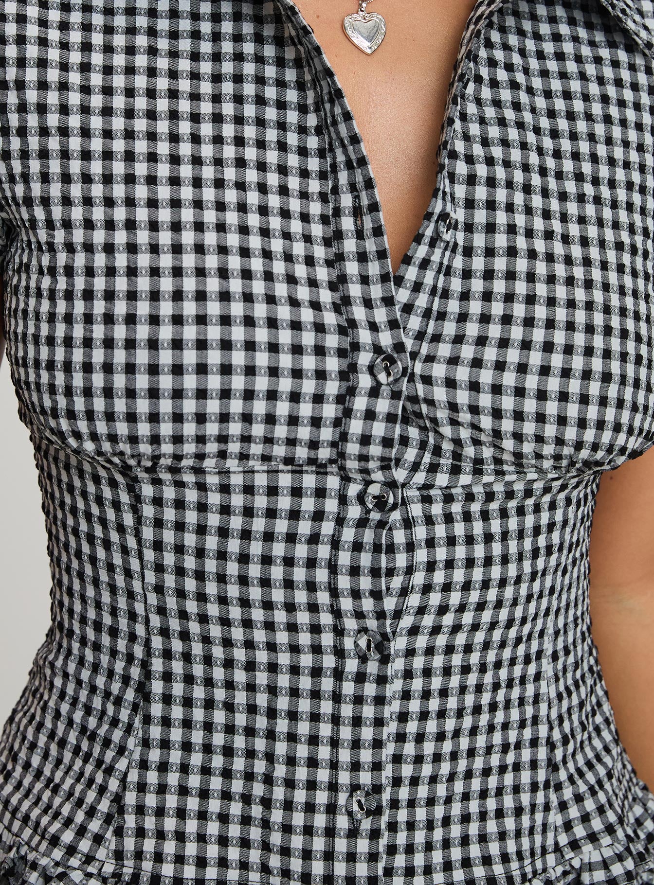 Covey Shirred Puff Sleeve Top Multi、mySite、solidvoid