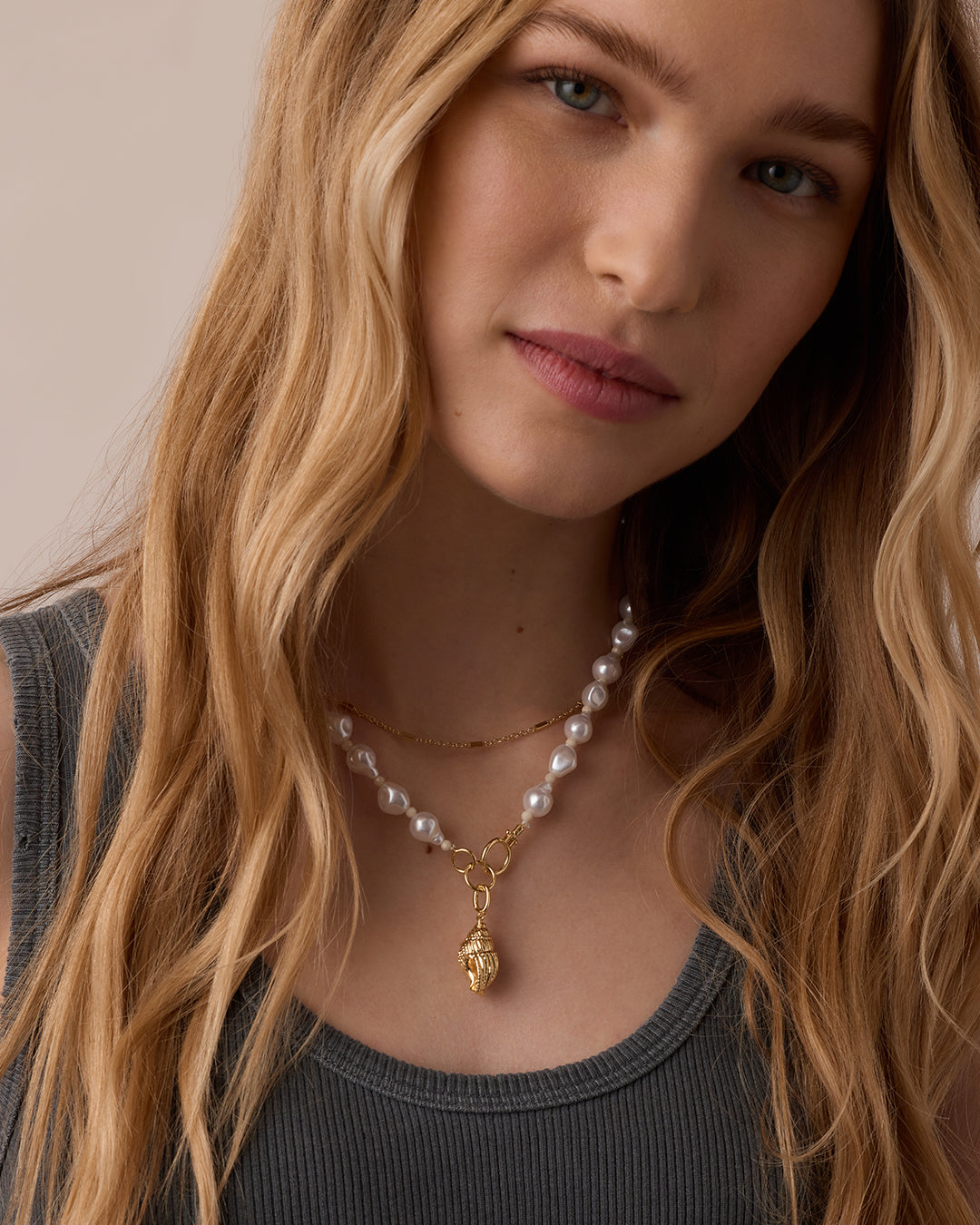 Gold Tulip Shell Charm Necklace、mySite、hinf8tx79