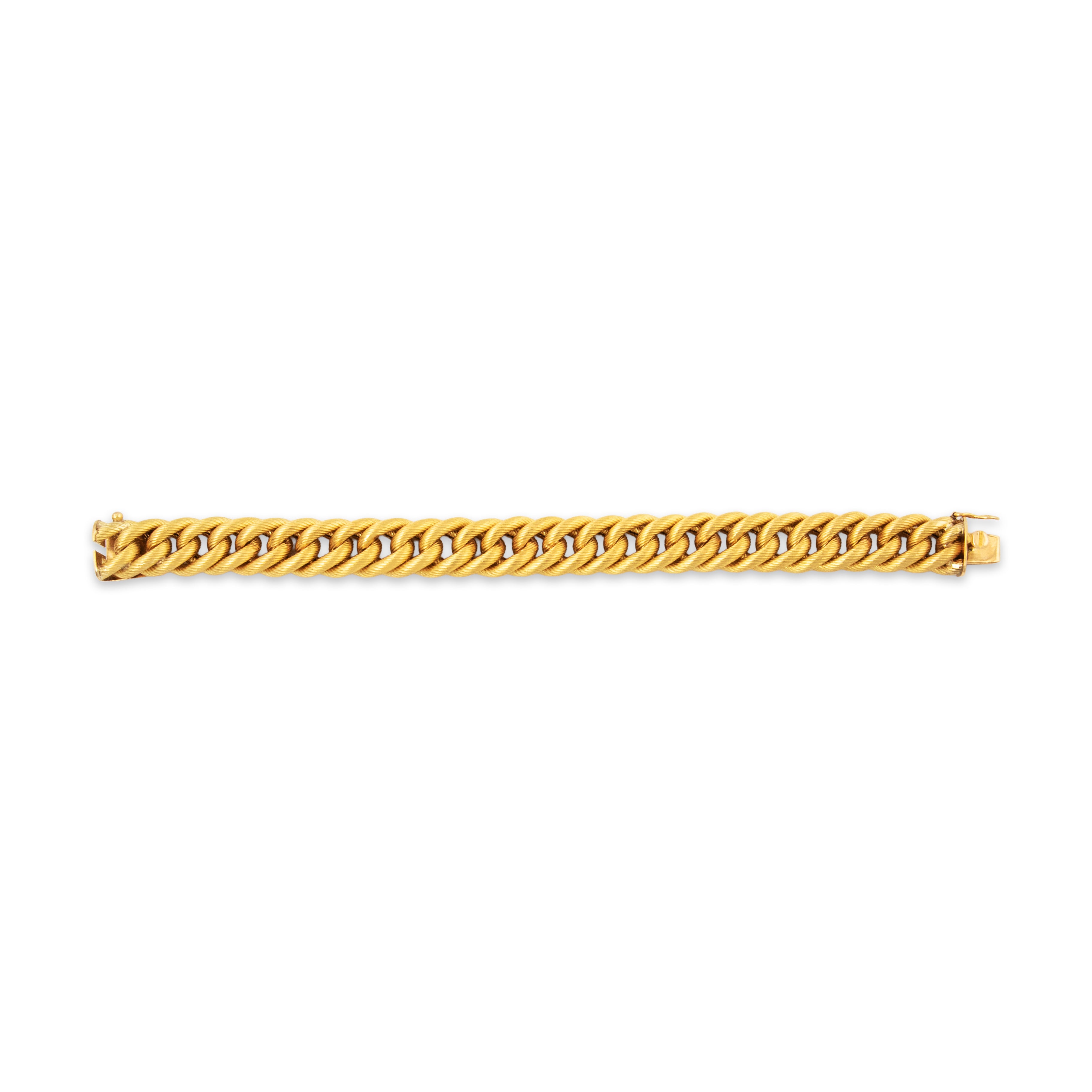 Vintage Heavy 18k Yellow Gold Stunning Textured Double Curb Chain Bracelet 6、mySite、hinf8tx79