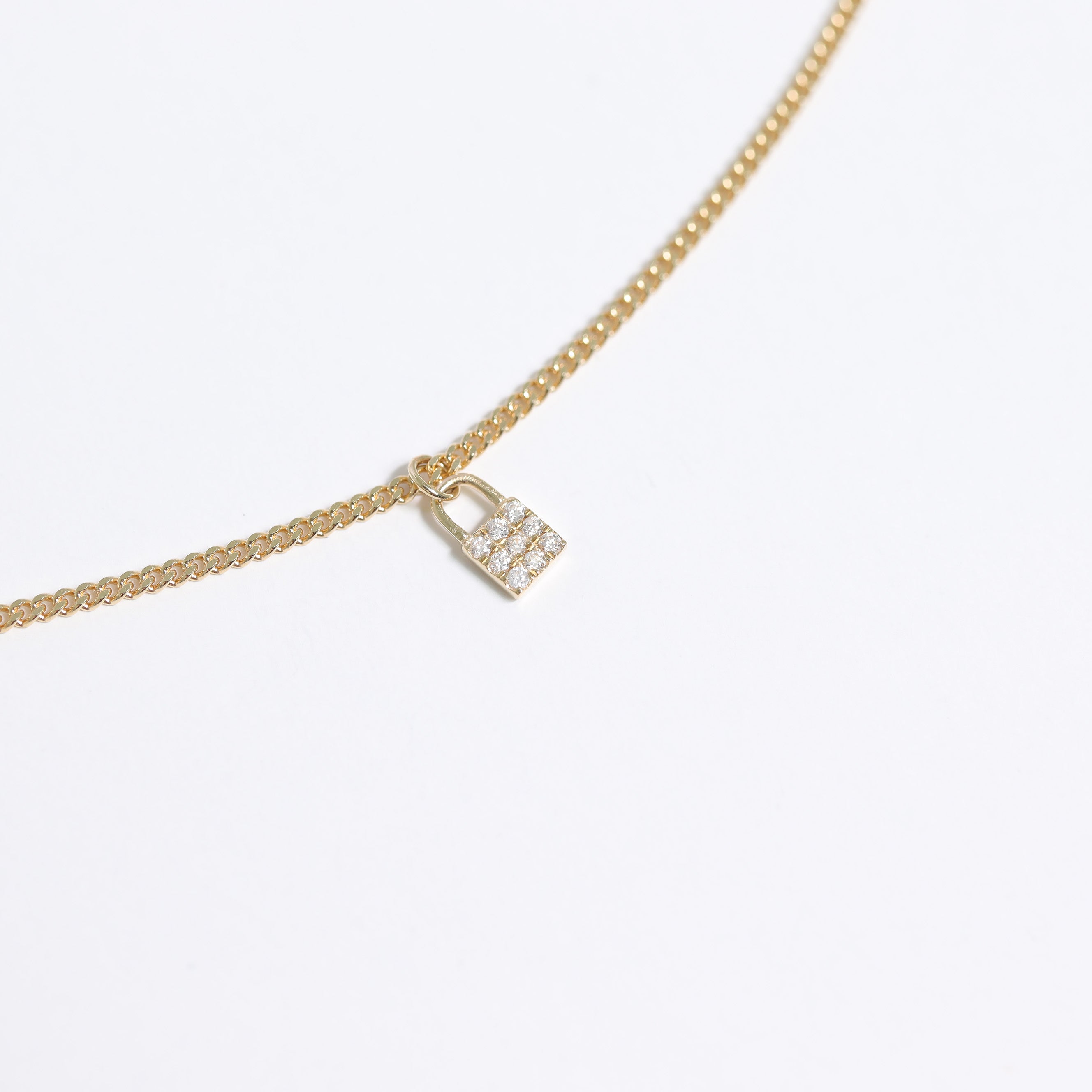 14K Solid Gold Diamond Padlock Charm for Permanent Jewelry / PMJ1021、mySite、dreamappss