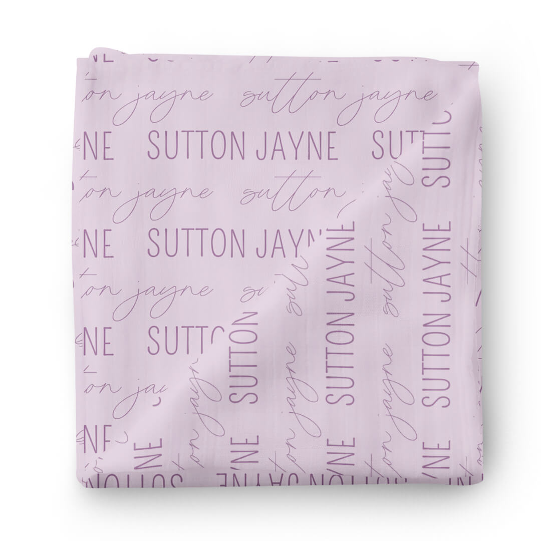  Personalized Light Lavender Baby Name Swaddle Blanket - Block & Script、mySite、layawaytickets