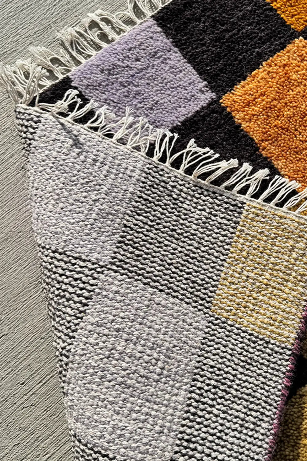 Colorful Checkered Hand Knotted Wool Runner Rug、mySite、gigharbornorthrealestate