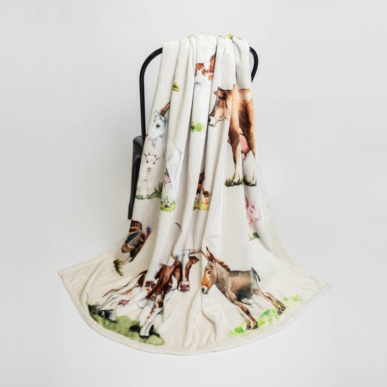 'Watercolor Farm Animals' Plush Throw Blanket Top Quality、mySite、g9winljtr