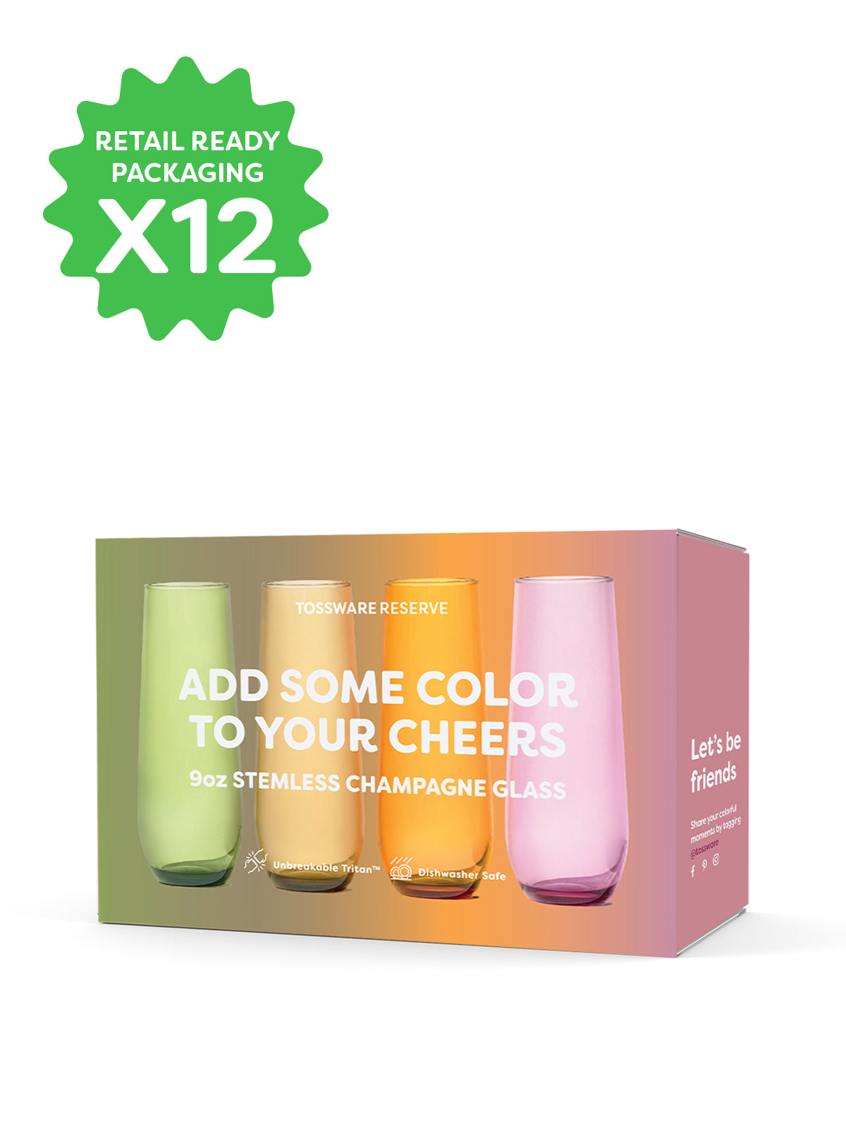 RESERVE 9oz Stemless Champagne Color Series Tritan Copolyester Glass - Bulk、mySite、camillekostekn