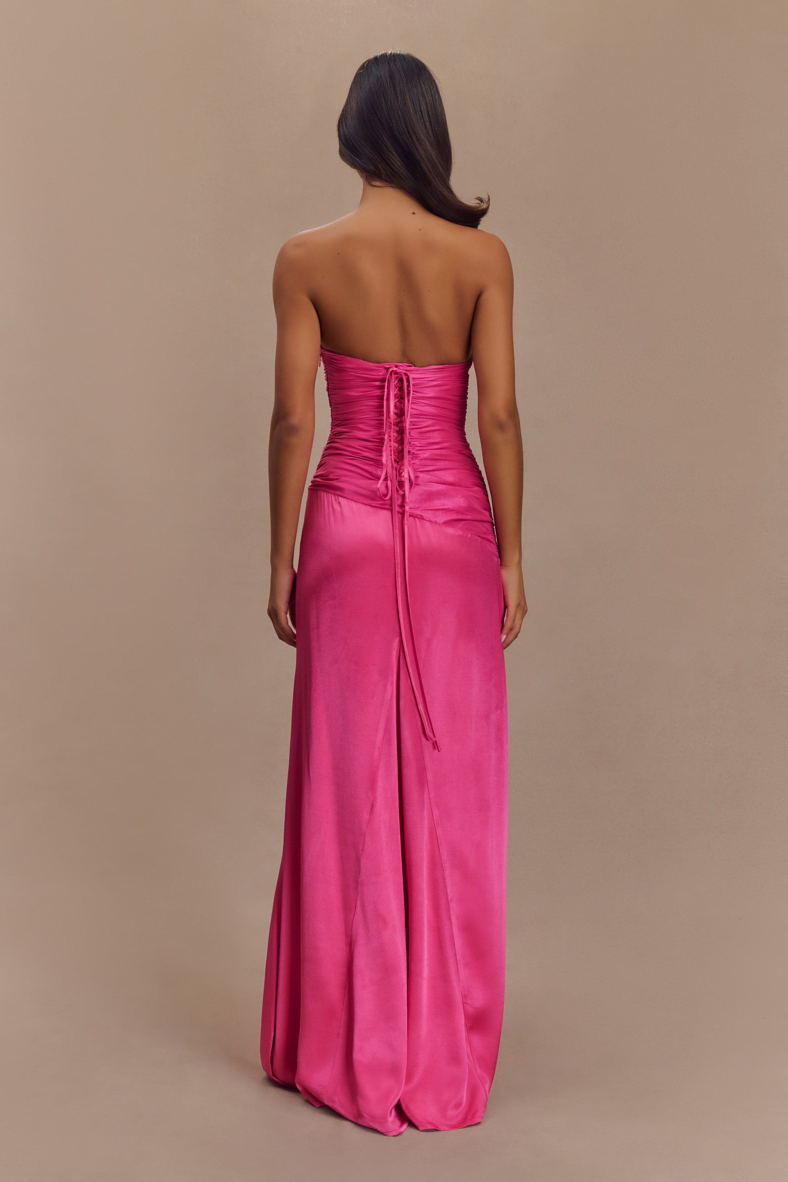 Serena Strapless Taffeta Maxi Dress - Crimson Pink、mySite、solidvoid