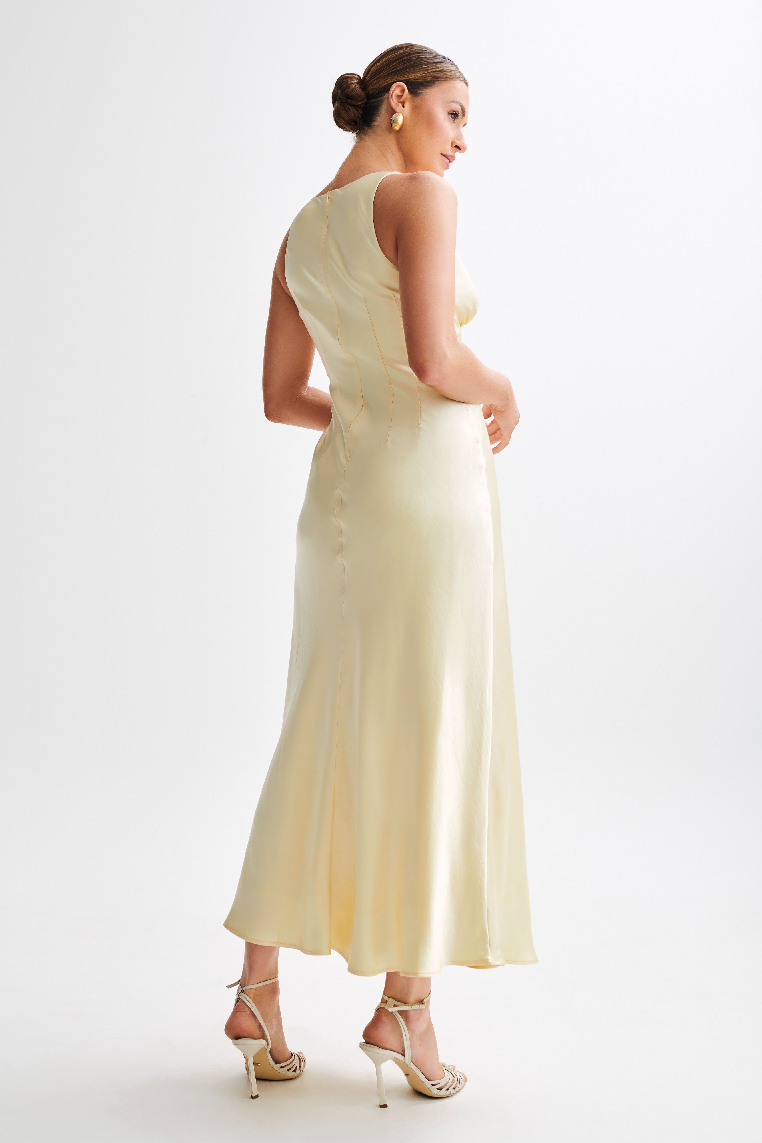 Meghan Satin Maxi Dress - Lemon Sorbet、mySite、solidvoid
