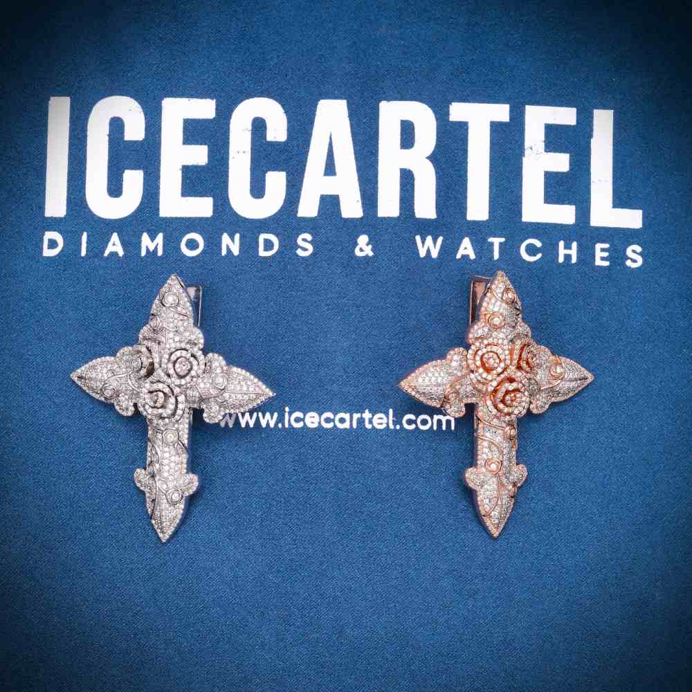 Moissanite Flower Cross Pendant 14K Gold、mySite、hinf8tx79