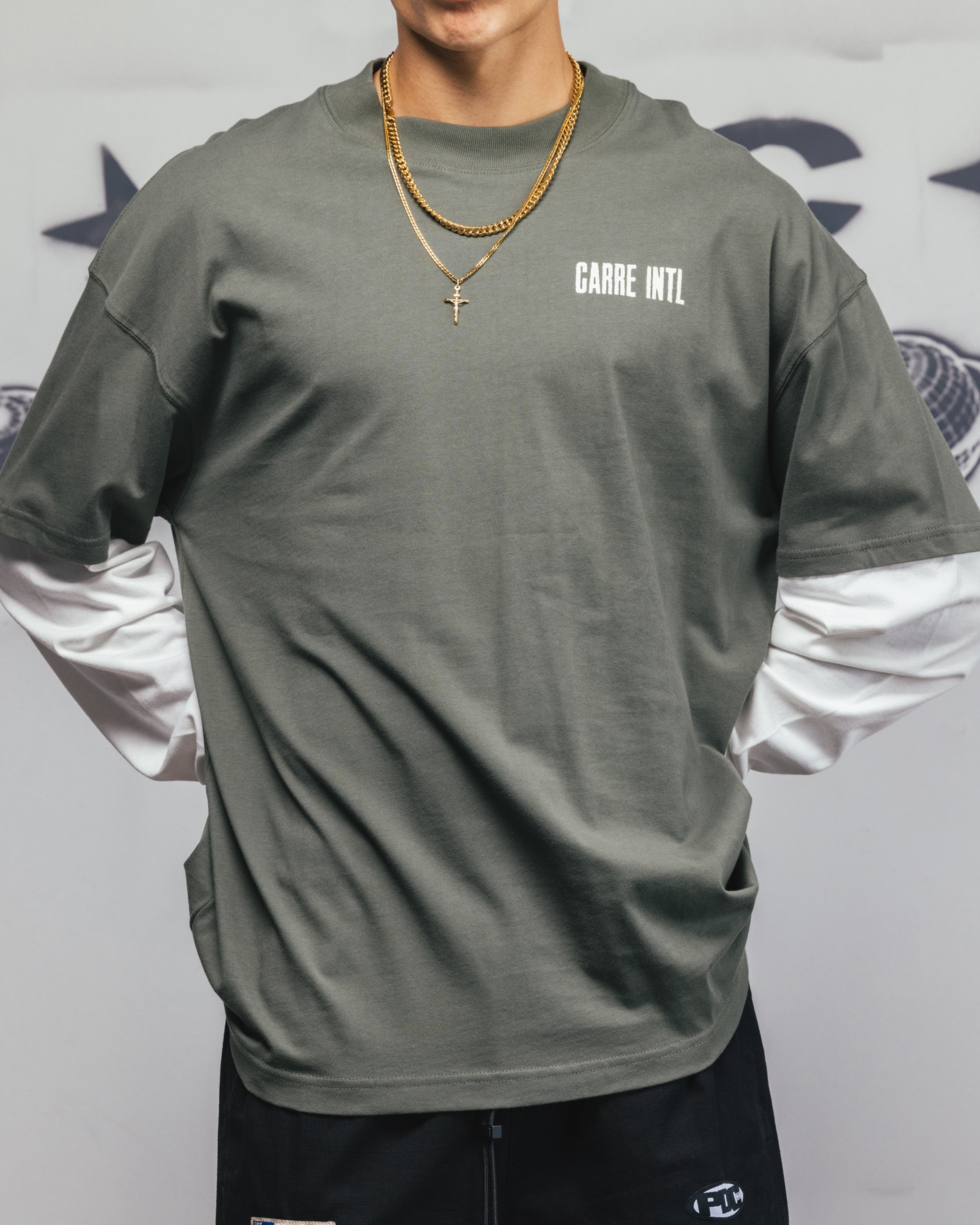 Carre Rear Vision Long Sleeve T-Shirt Green/White、mySite、zt4zffjzw