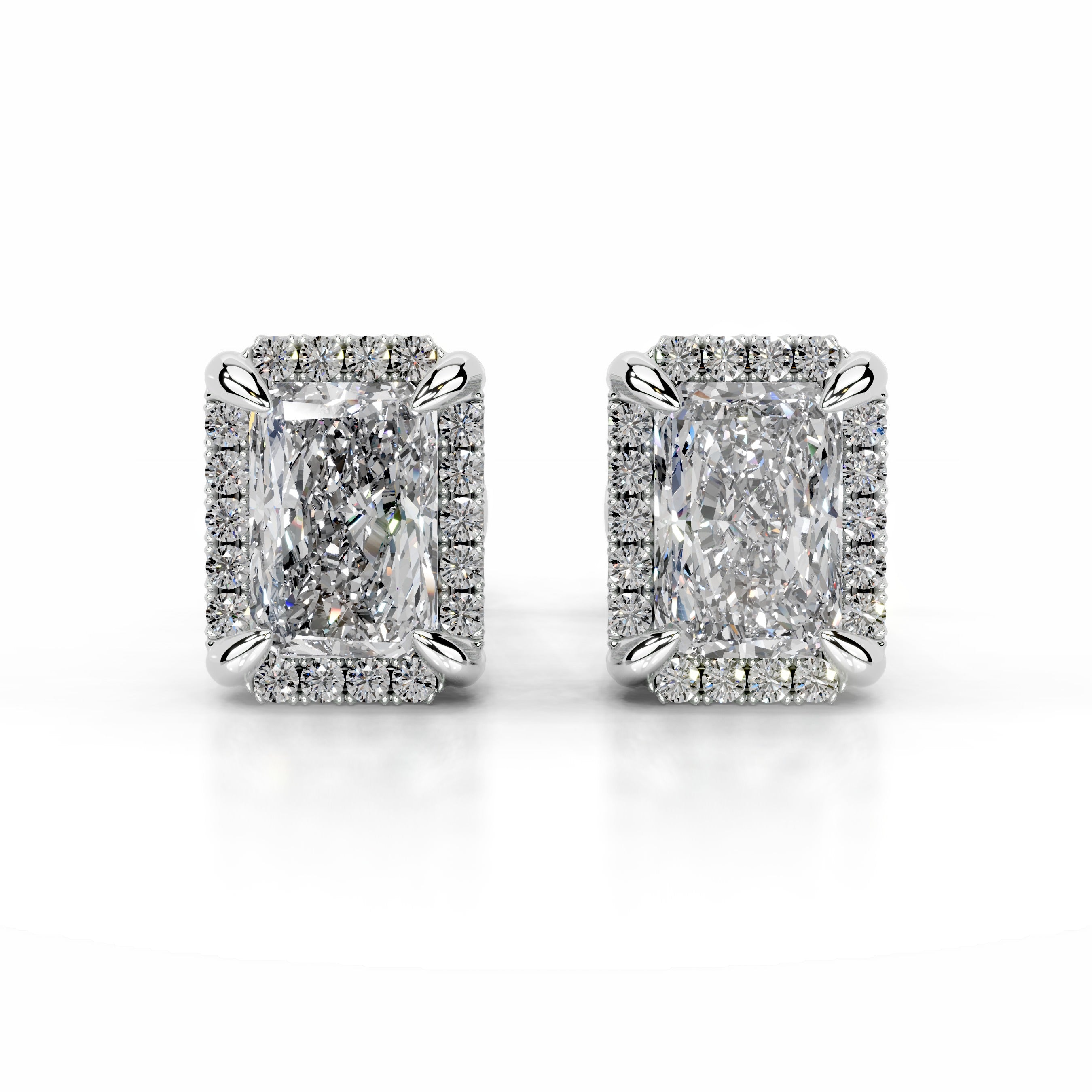 Ophelia Diamond Halo Earrings - 18K White Gold、mySite、hinf8tx79