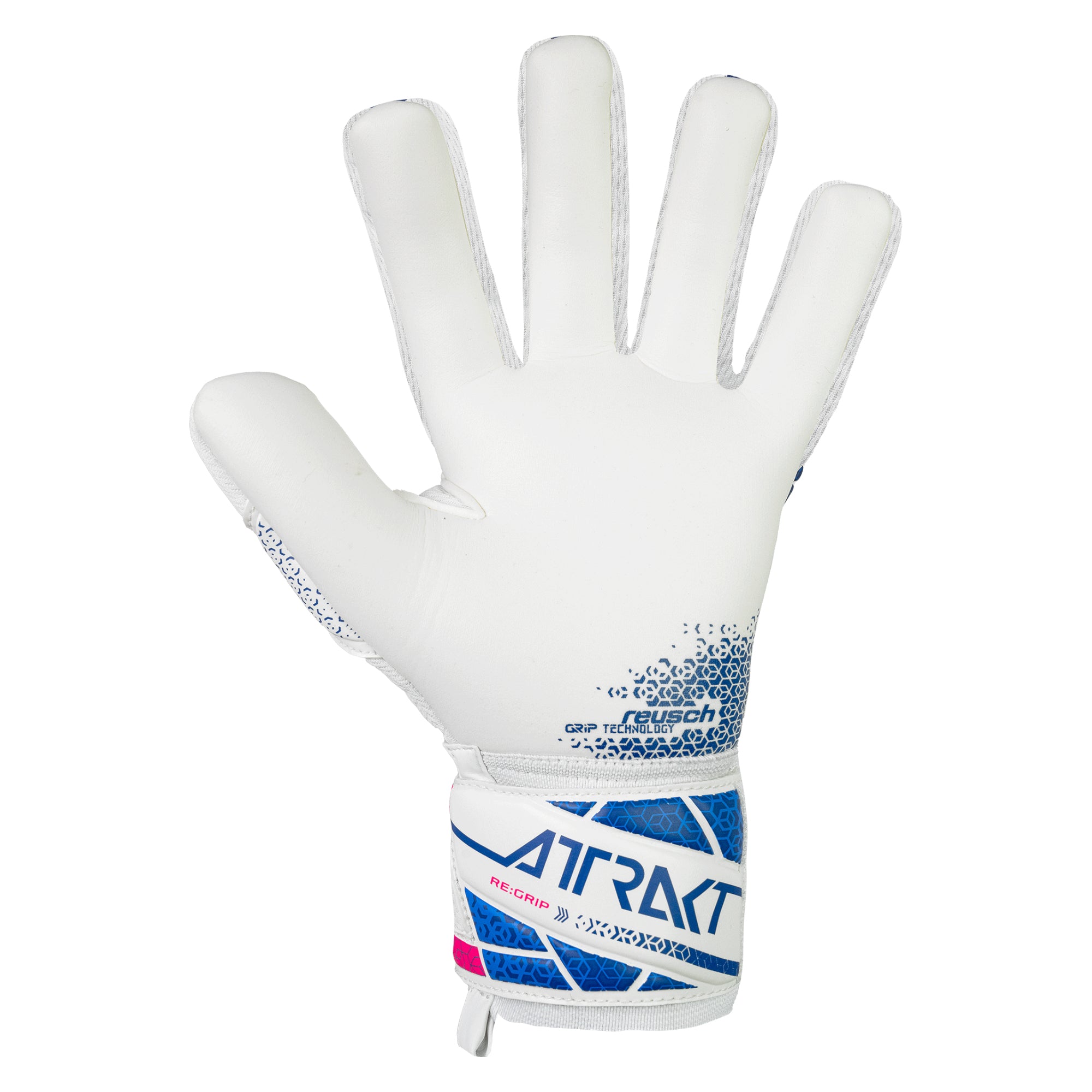Reusch Men's Attrakt RE. Grip NC Fingersave Goalkeeper Gloves White/Blue/Pink、mySite、bottomscart