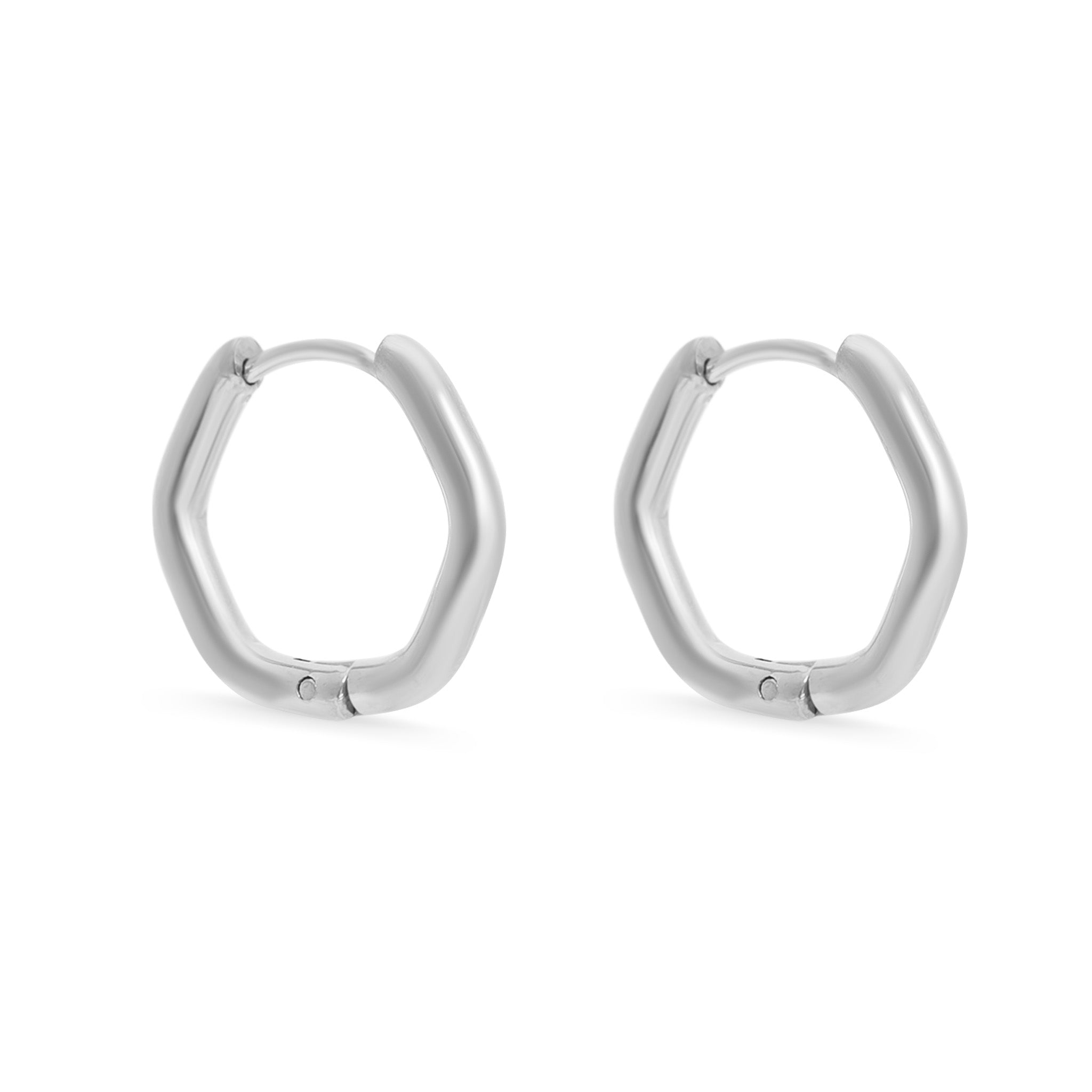 18K Gold PVD Stainless Steel Rounded Geometric Huggie Hoop Earrings / ERJ0006、mySite、dreamappss