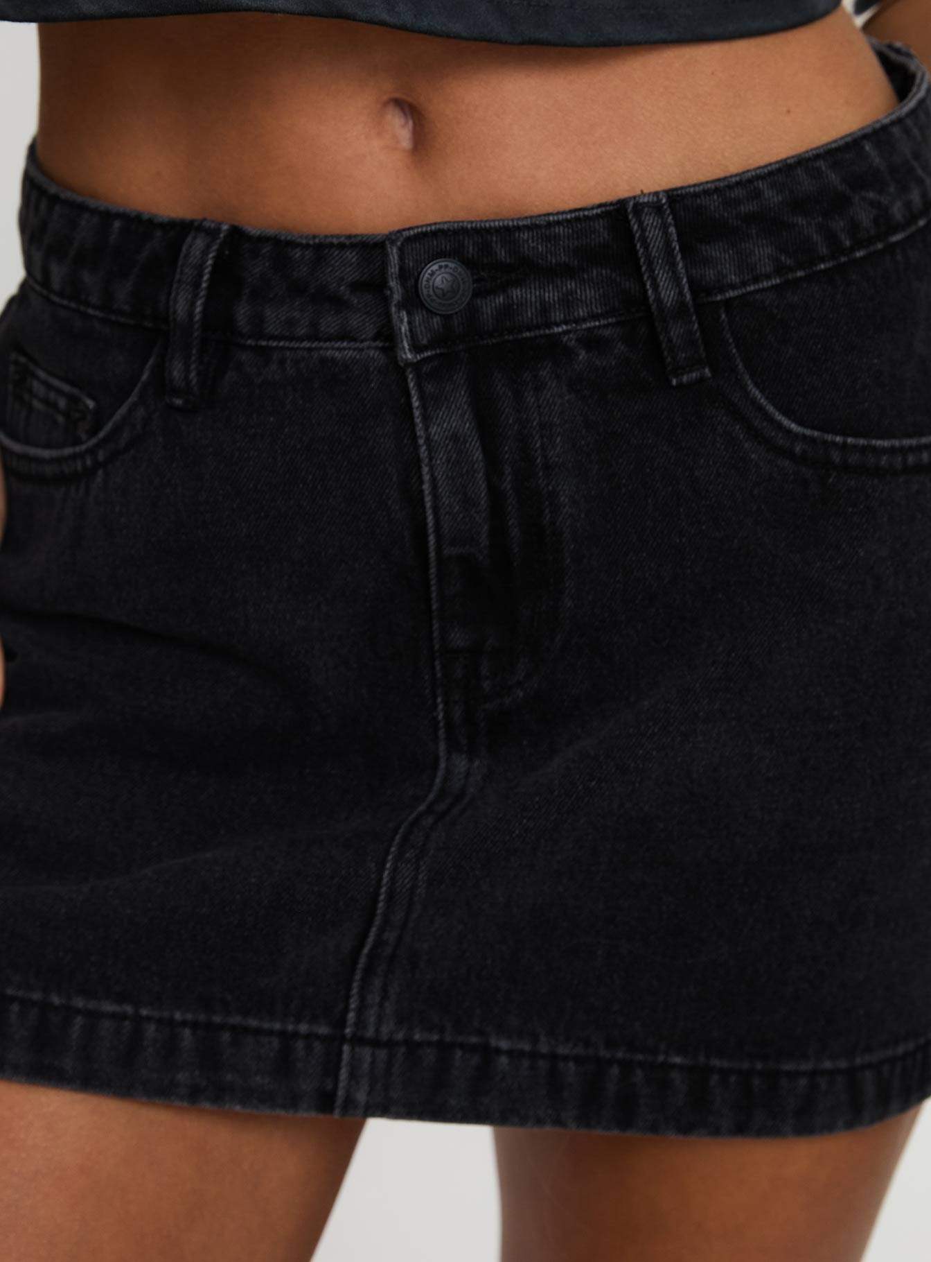 Nickei Denim Mini Skirt Black、mySite、solidvoid