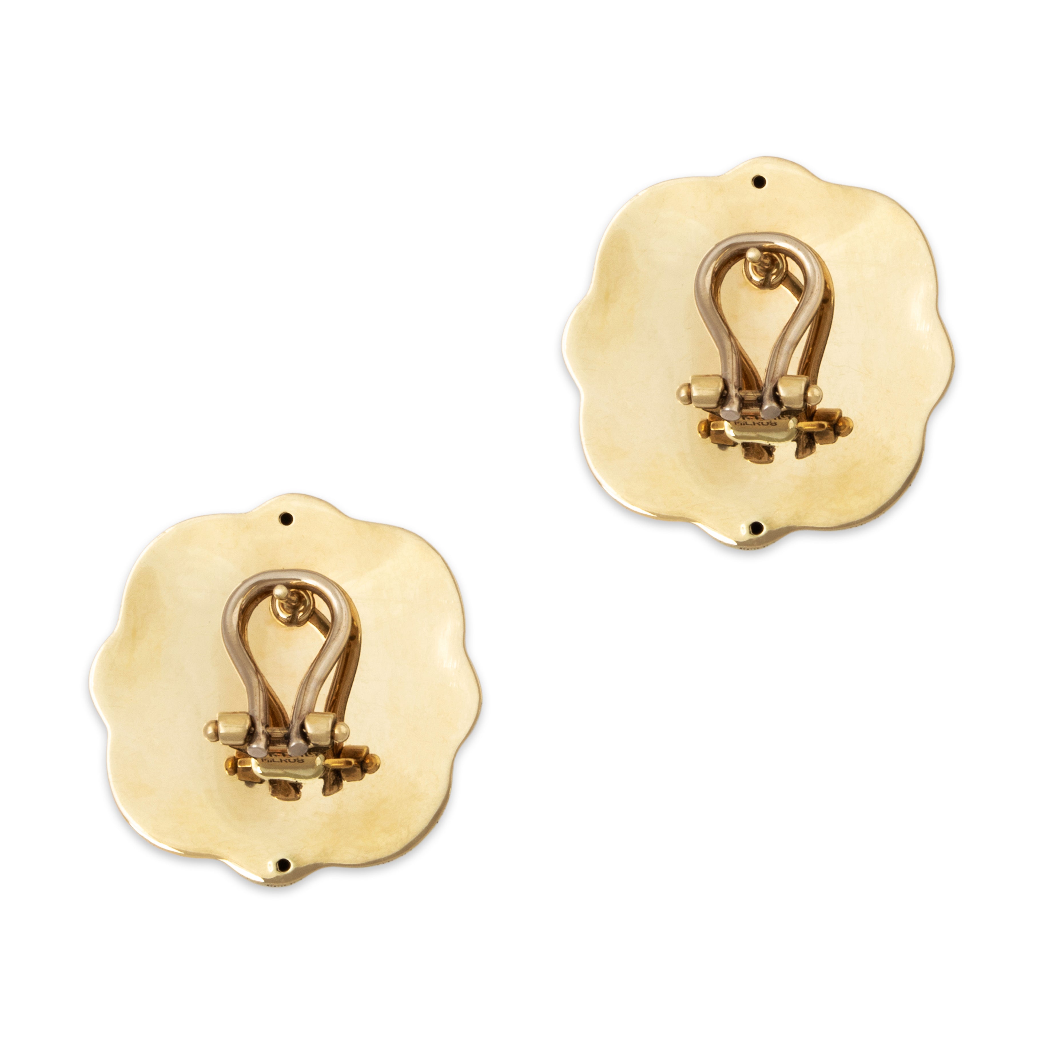 Vintage Italian Large 14k Yellow Gold Chunky Swirls Omega Back Earrings、mySite、hinf8tx79