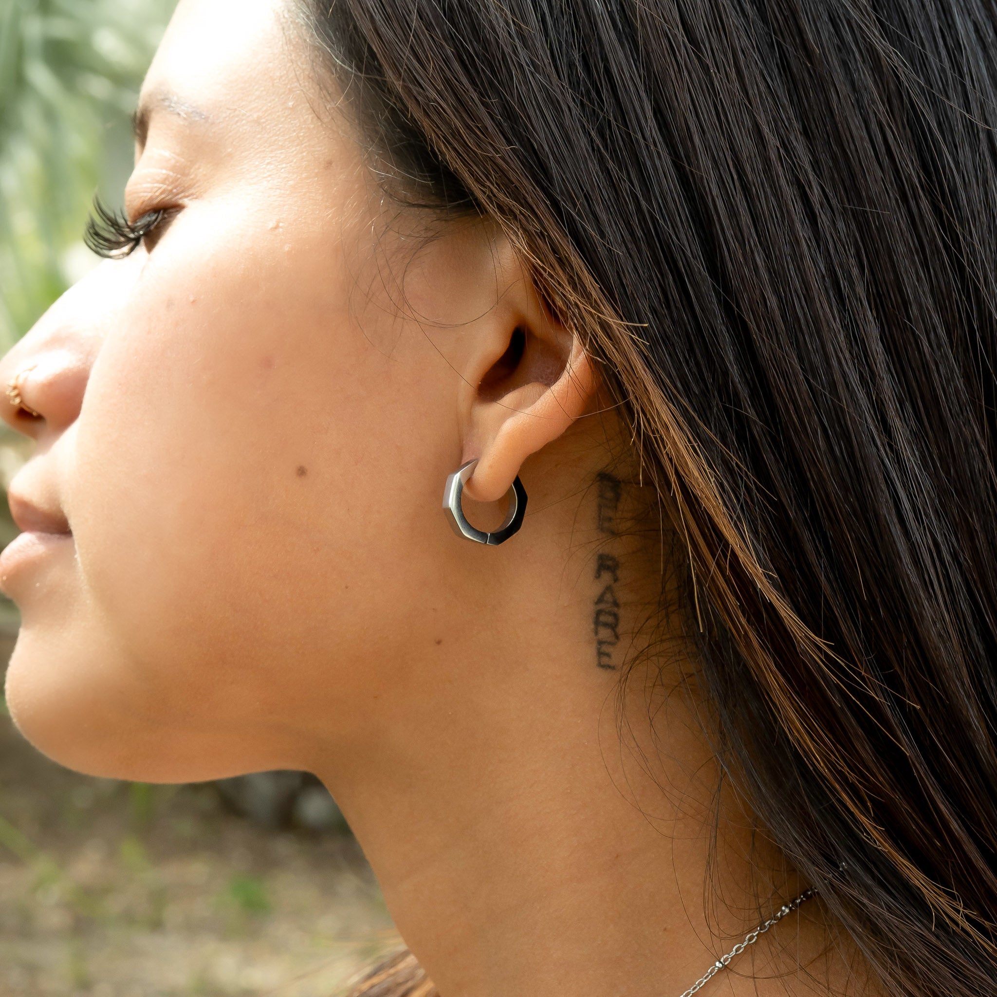 18K Gold PVD Stainless Steel Geometric Huggie Hoop Earrings / ERJ0008、mySite、dreamappss