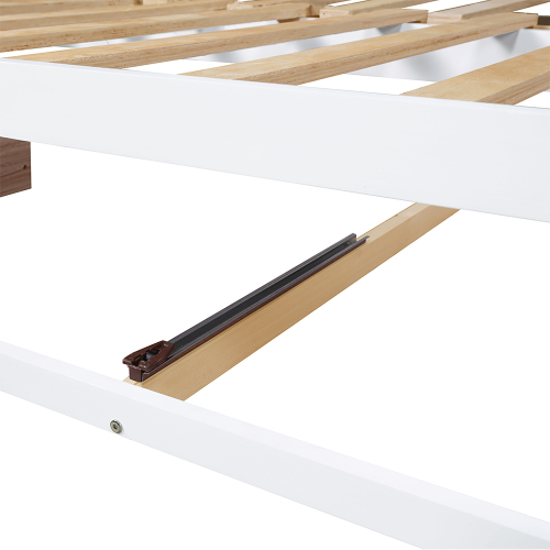 Wooden Daybed with Trundle Bed and Two Storage Drawers , Extendable Bed Daybed,Sofa Bed for Bedroom Living Room,White、、casual