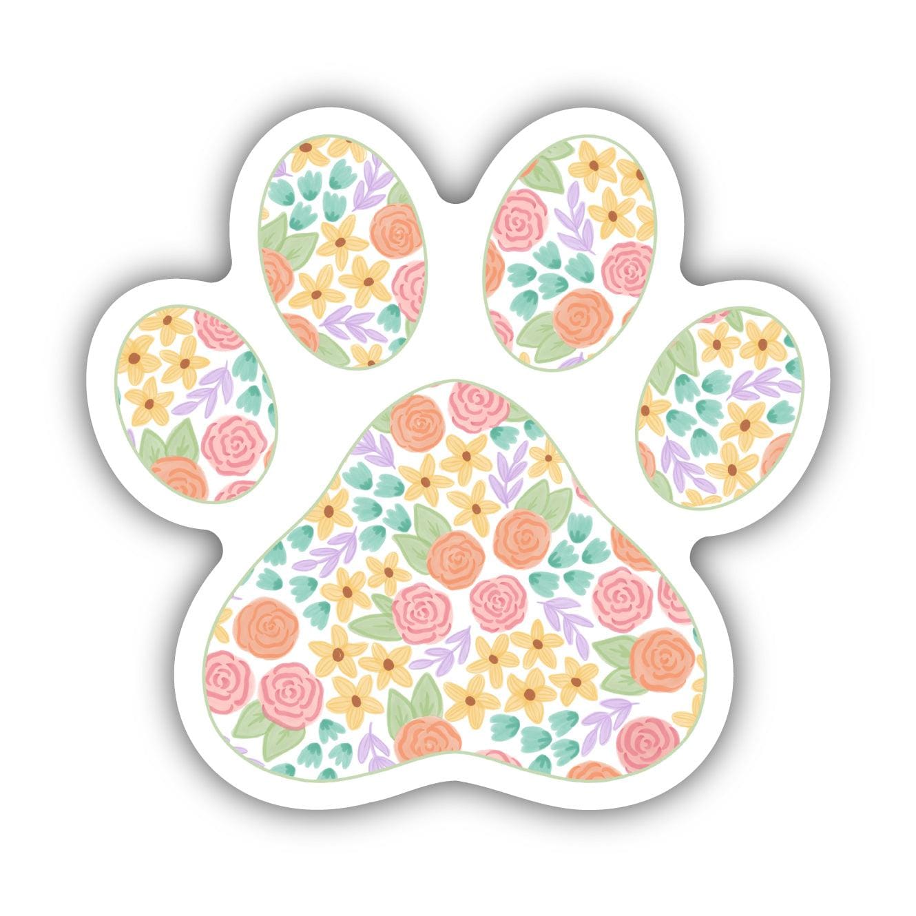 Cute Floral Paw Print Sticker、mySite、ghnorth