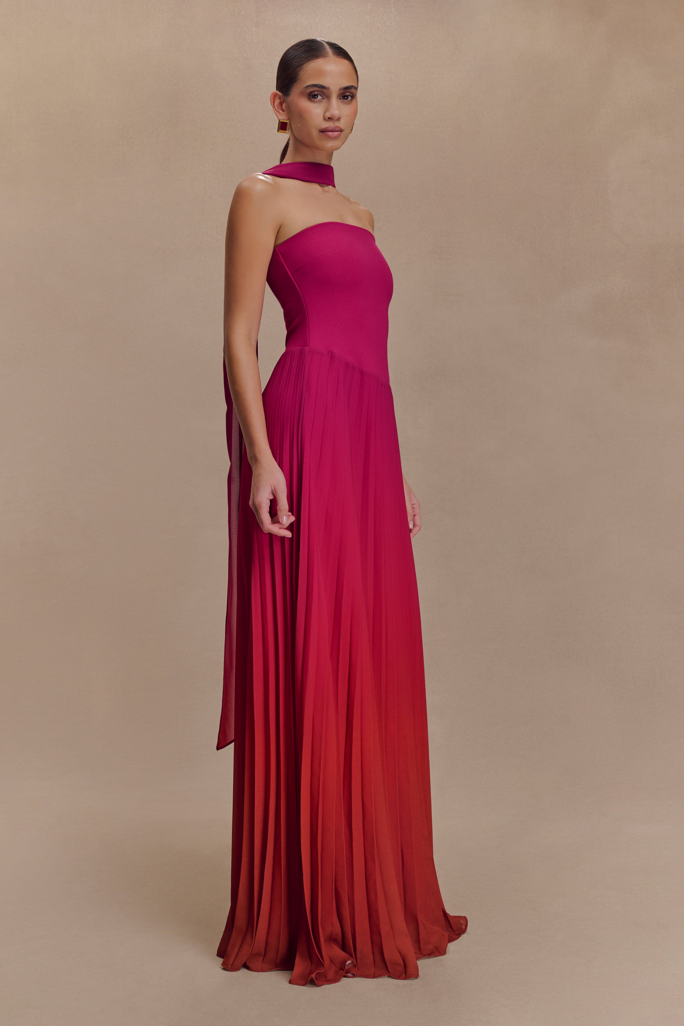 Caira Chiffon Scarf Maxi Dress - Ombre Dark Pink、mySite、solidvoid