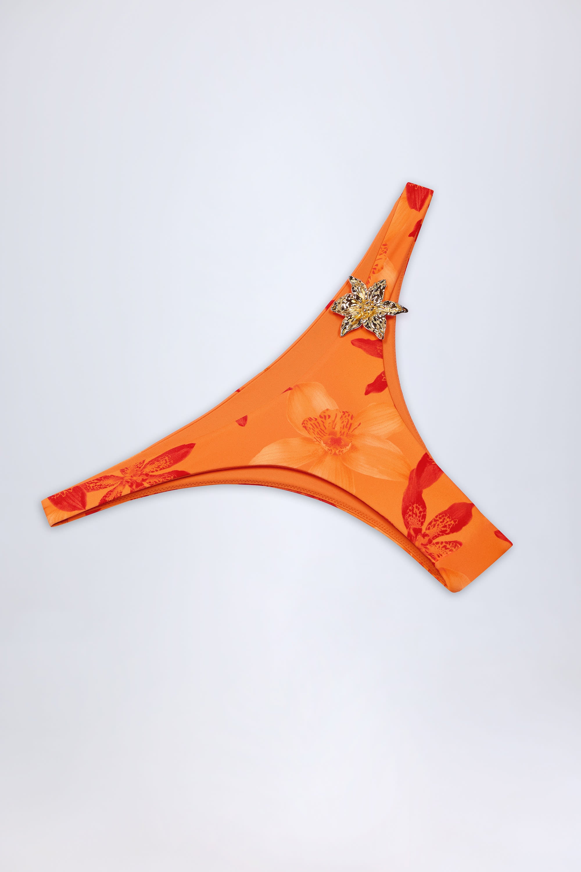  Hardware-Detail Cheeky Bikini Bottoms in Orange Orchid Print、mySite、sugarbowlscore