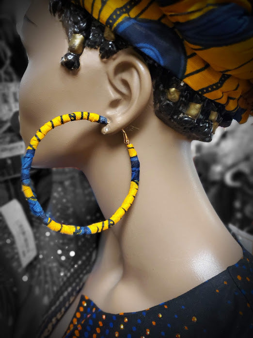Peacock African Print Hoop Earrings-DP3816JL、mySite、solidvoid