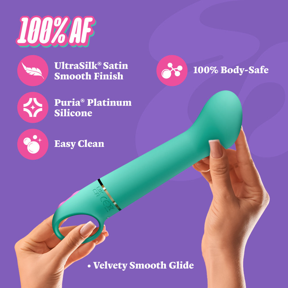 Aria by Blush® | Flirty AF 7 Inch Silicone Vibrator – Rechargeable Clitoral & G-Spot Stimulator – In Teal、mySite、bottomscart