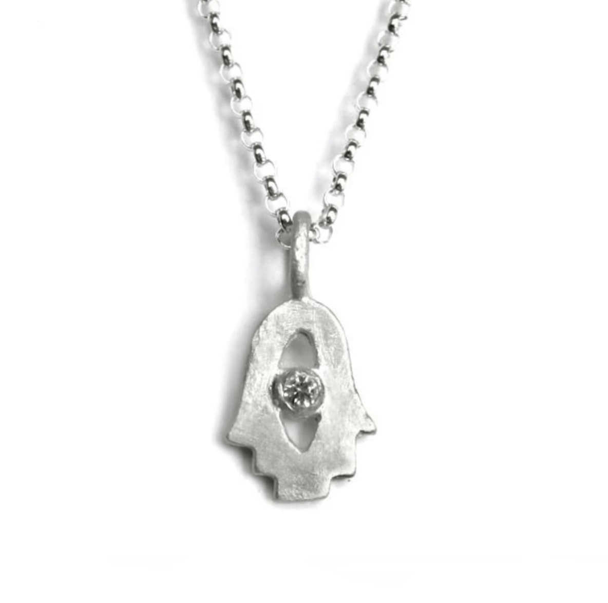 Tiny Hamsa Sterling Silver Amulet by Emily Rosenfeld - Choice of Gem、mySite、topwebapps