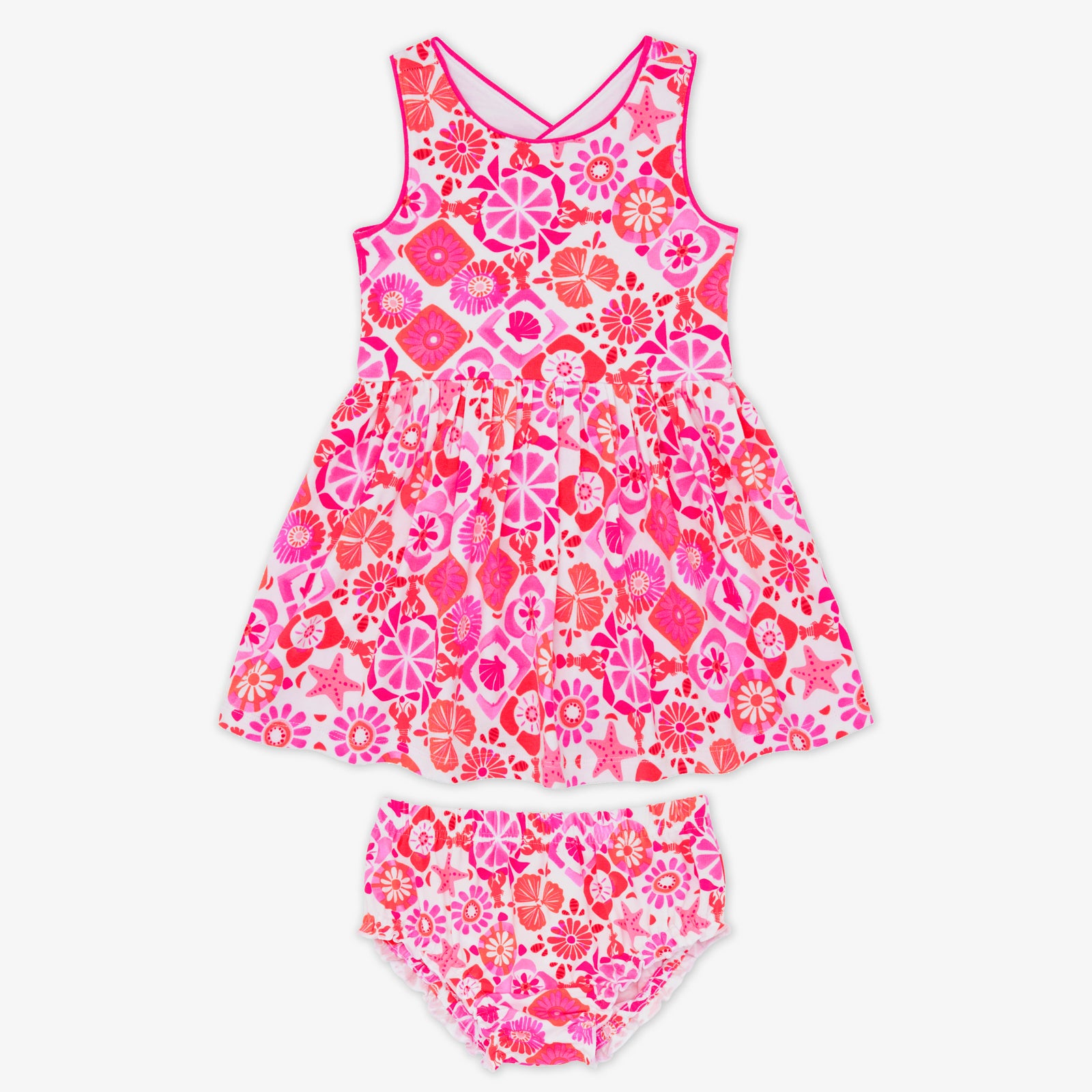 Coastal Gems Cross Back Skater Dress with Bloomer、mySite、g9winljtr