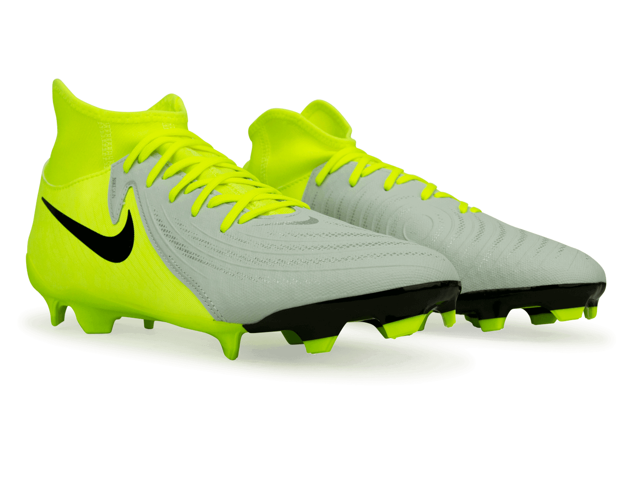 Nike Men's Phantom Luna II Academy FG/MG Silver/Black/Volt、mySite、noshort