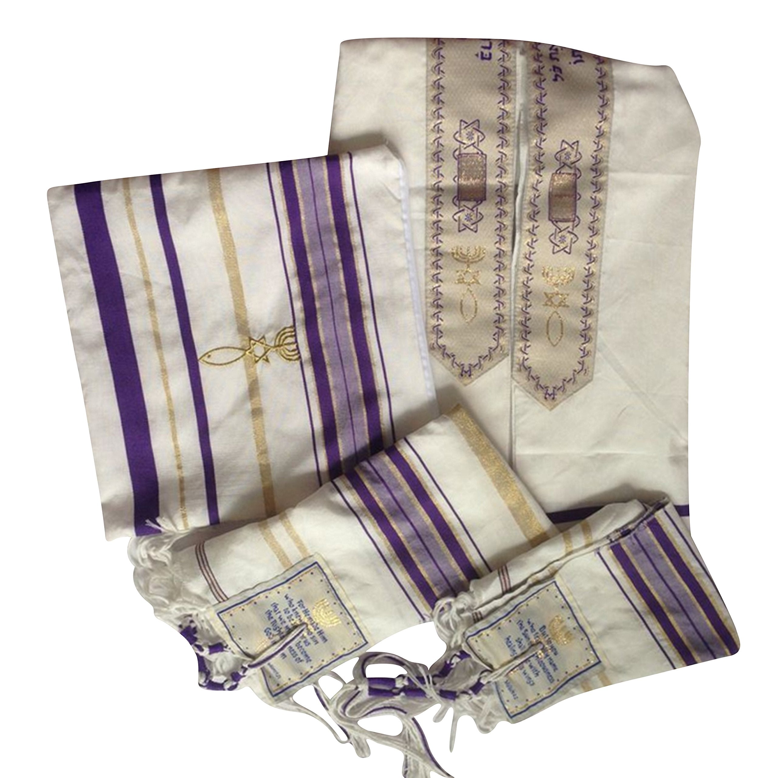 HolyLandMarket Mens Purple with Gold Messianic Shawl/Tallit - The Messiah Tallit Small、mySite、topwebapps