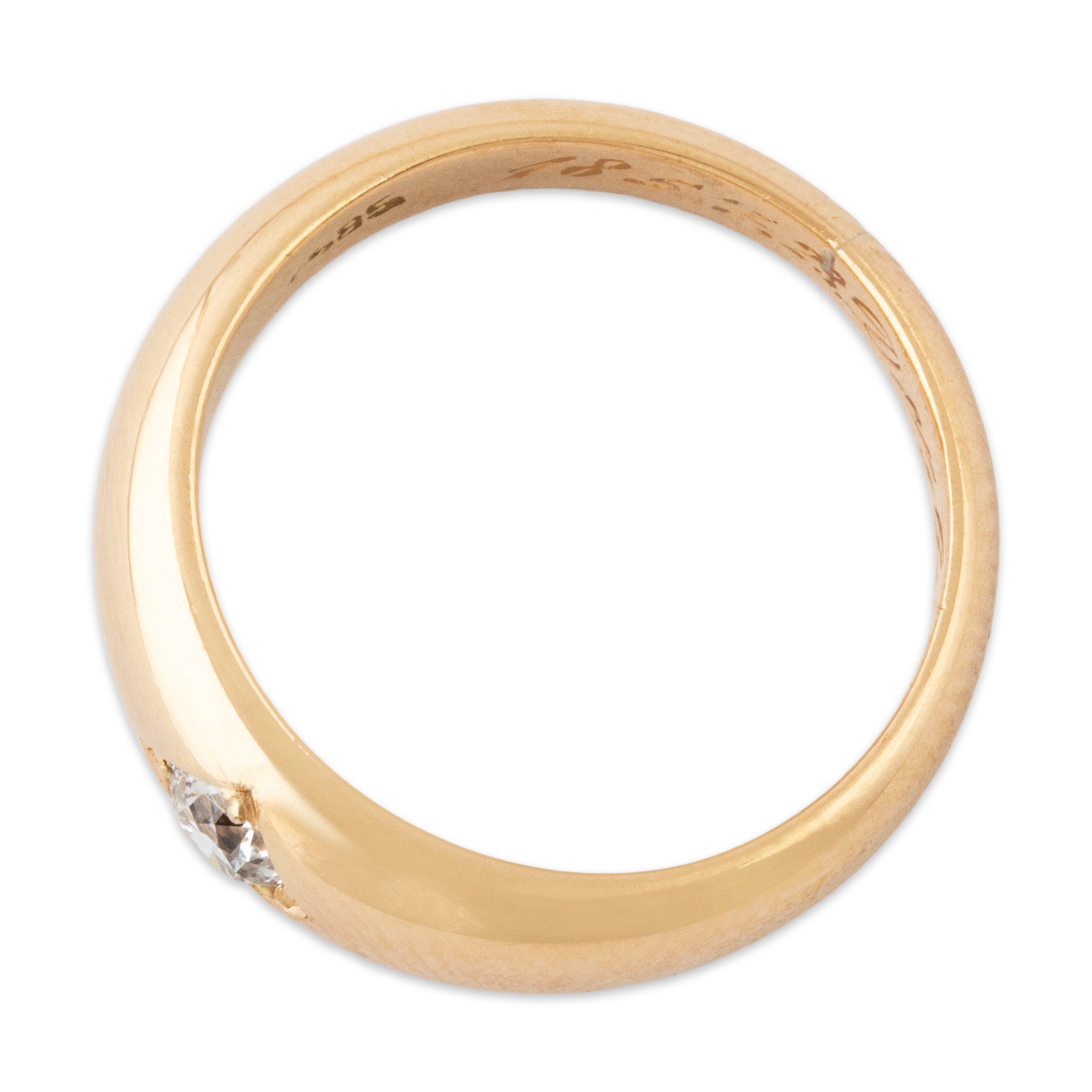 Antique 14k Yellow Gold .25ct Old European Cut Diamond Gleaming Dome Ring 6.50、mySite、hinf8tx79