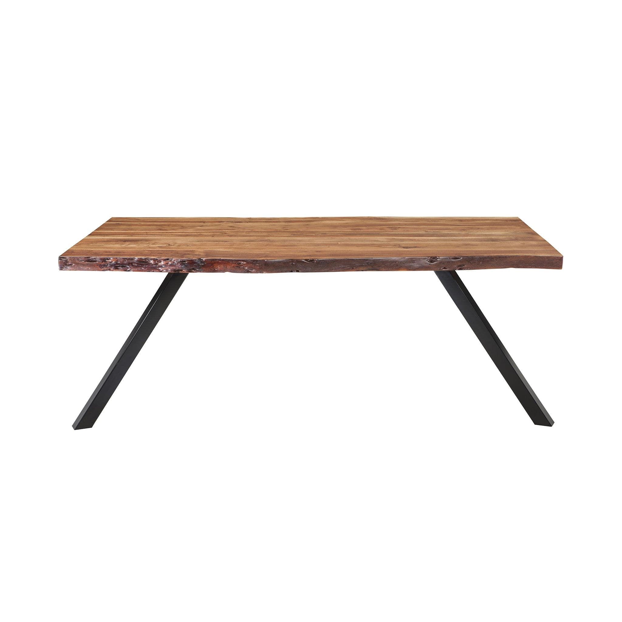 Reese Live Edge Solid Wood Metal Leg Dining Table in Natural Acacia、mySite、neckold