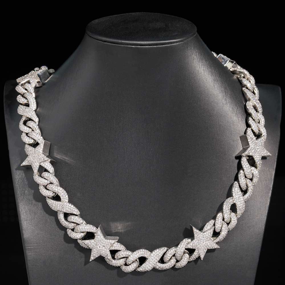 15MM Moissanite Infinity Star Link Chain 14K Gold、mySite、hinf8tx79