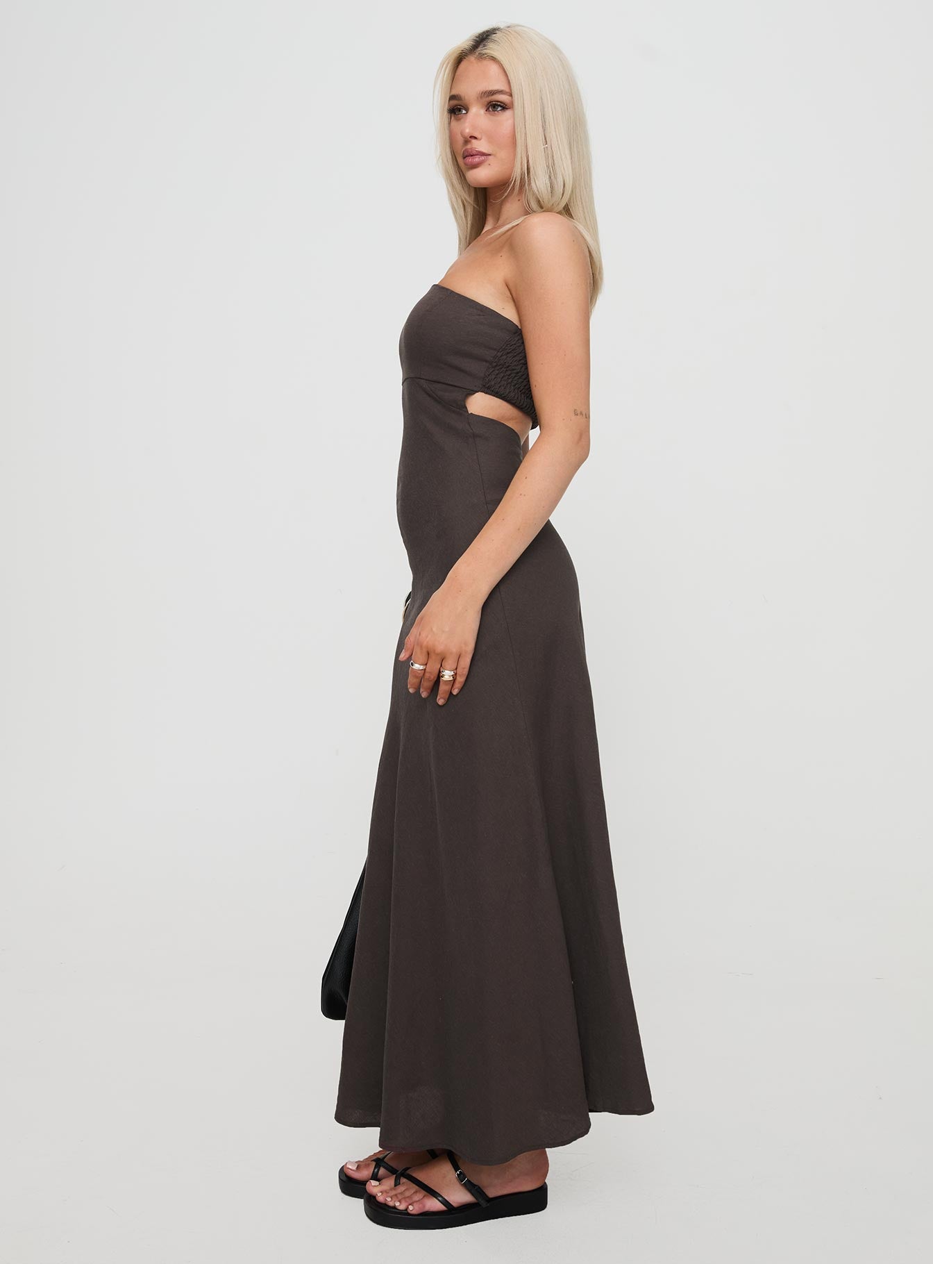 Yahir Strapless Maxi Dress Brown、mySite、solidvoid