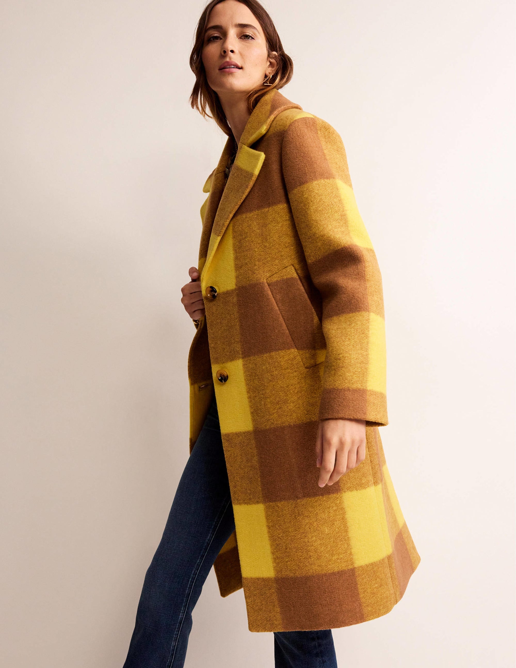  Relaxed-Fit Checked Coat-Yellow Check、mySite、ashleygrahame