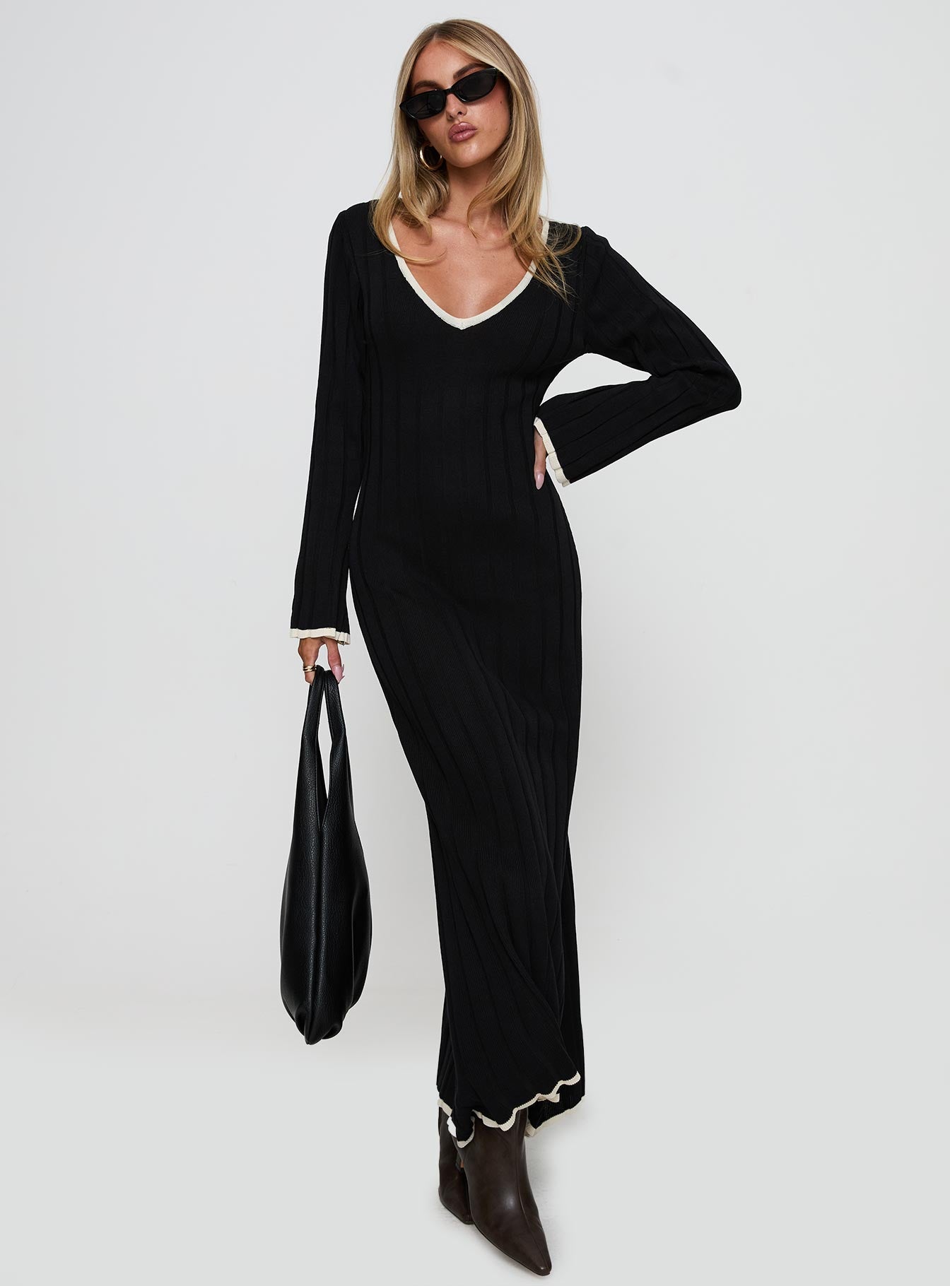 Claira Long Sleeve Maxi Dress Black、mySite、solidvoid
